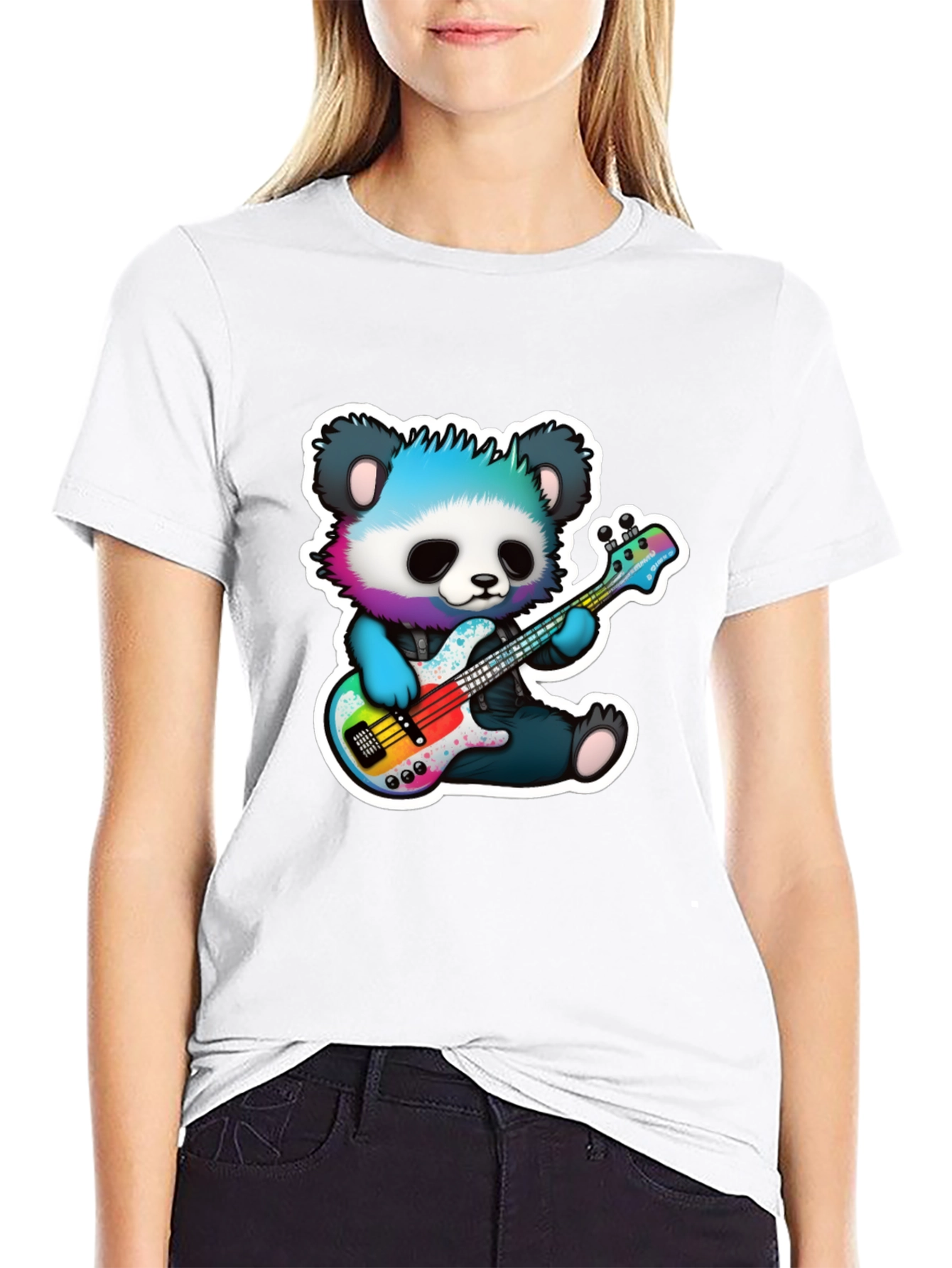 Panda Guitarist Graphic Tee - Cool Bear Musician Shirt