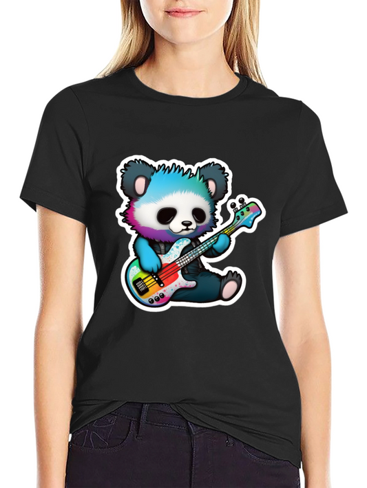 Panda Guitarist Graphic Tee - Cool Bear Musician Shirt