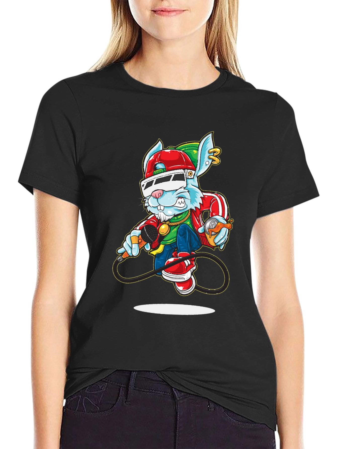 Cool Rabbit Graphic Print T-Shirt