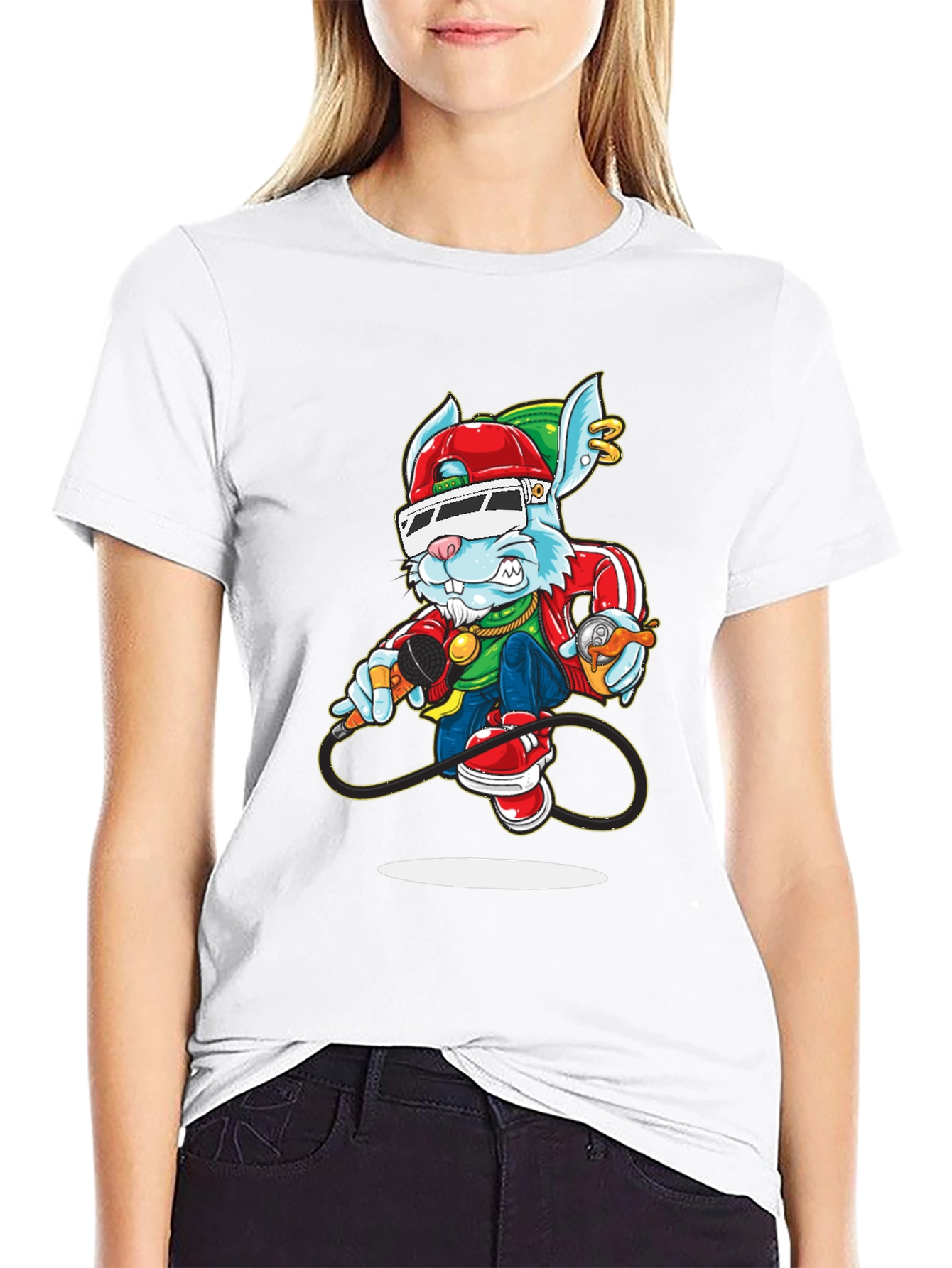 Cool Rabbit Graphic Print T-Shirt