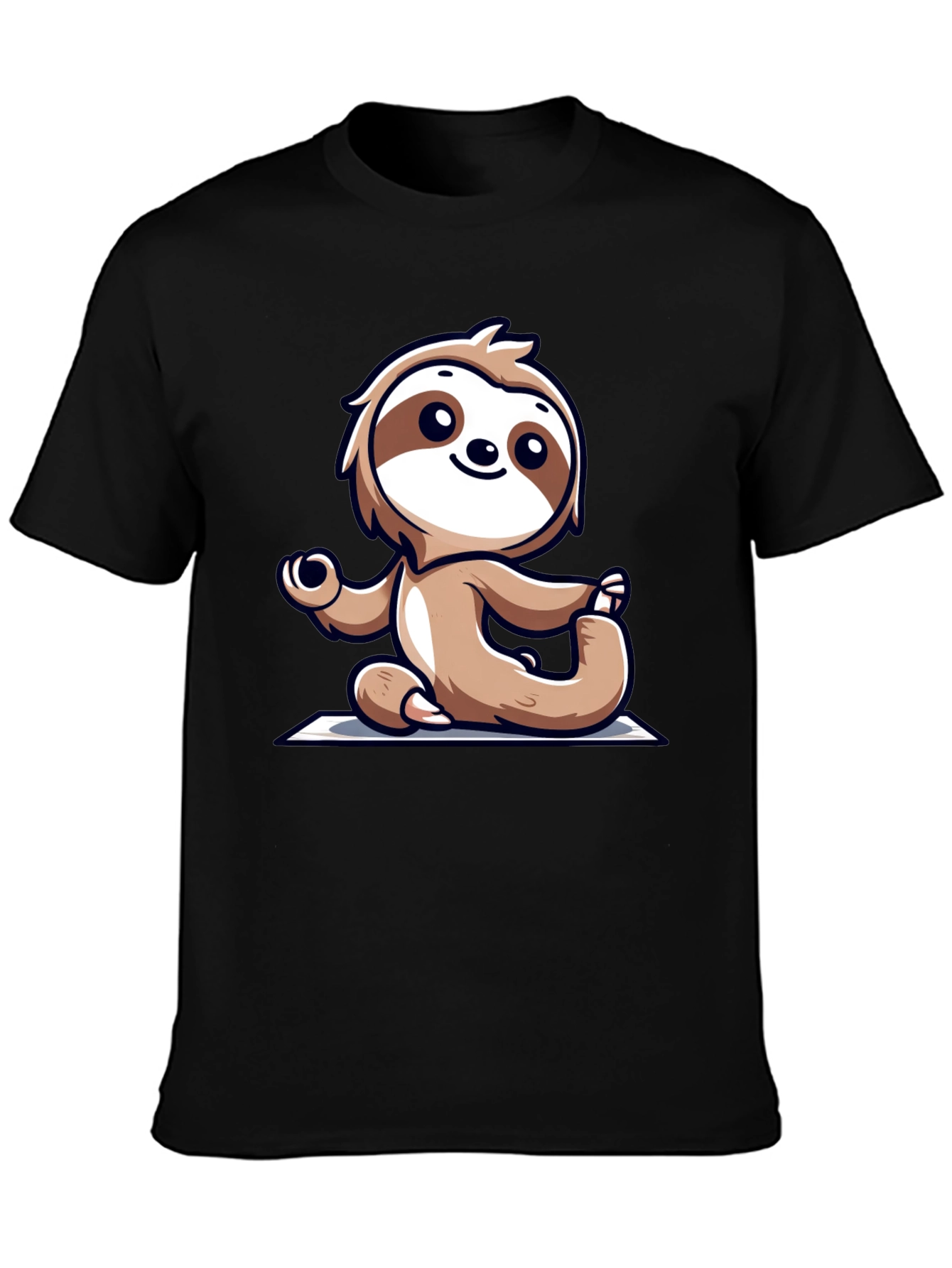 Sloth Doing Yoga T-Shirt - Relaxed Fit Black Tee