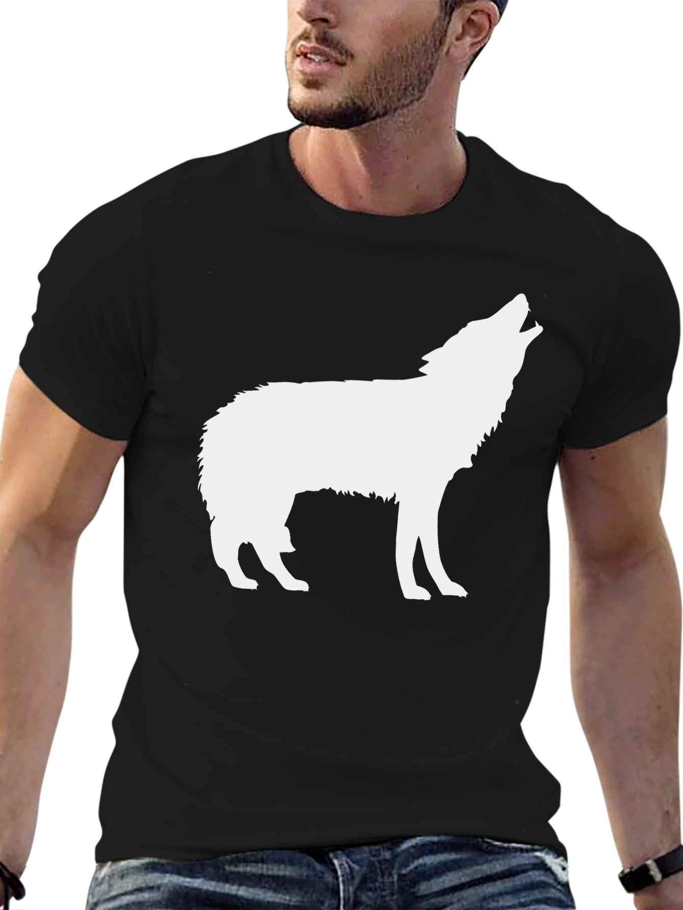 Black Wolf Silhouette Graphic T-Shirt