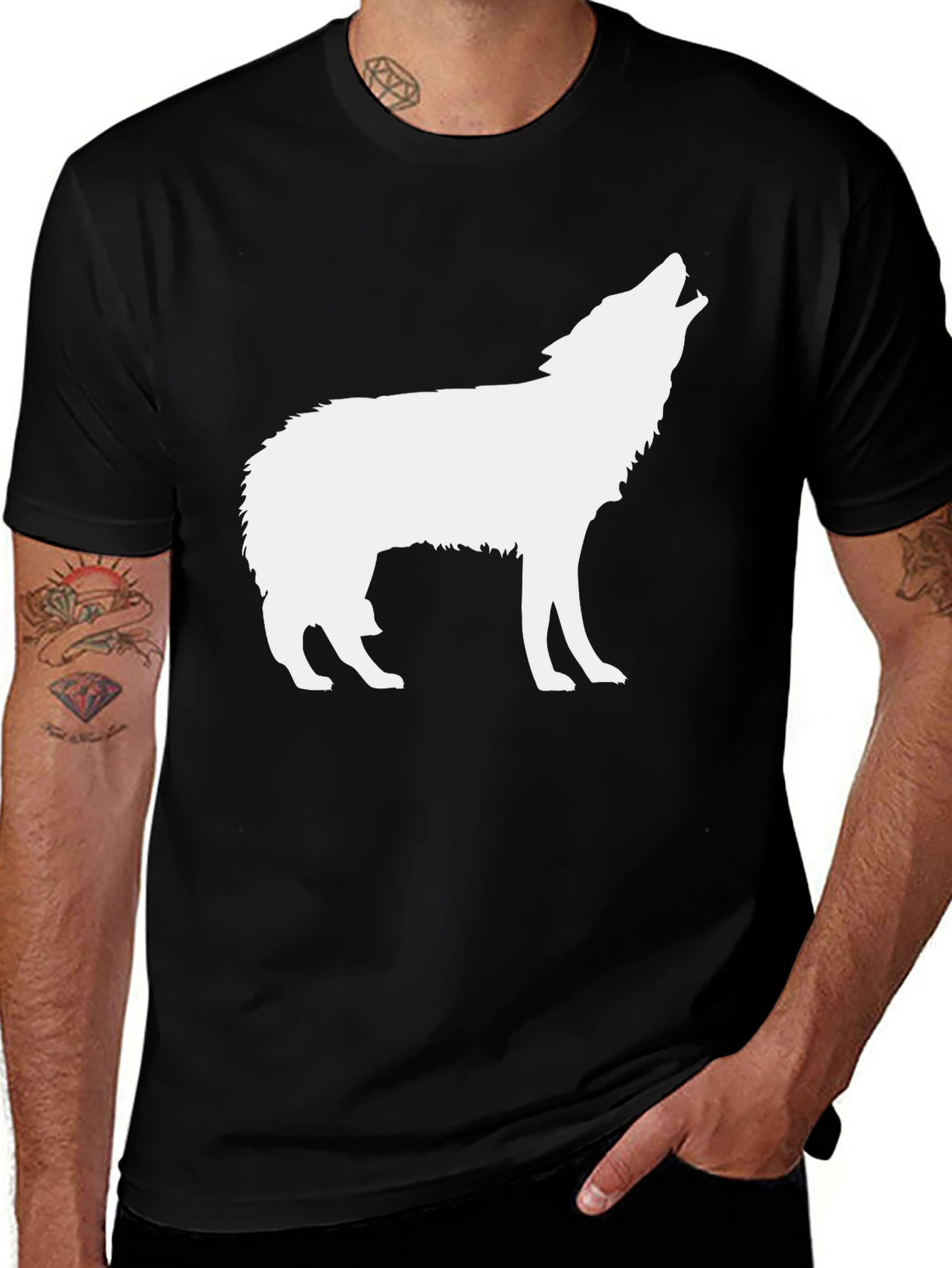 Black Wolf Silhouette Graphic T-Shirt