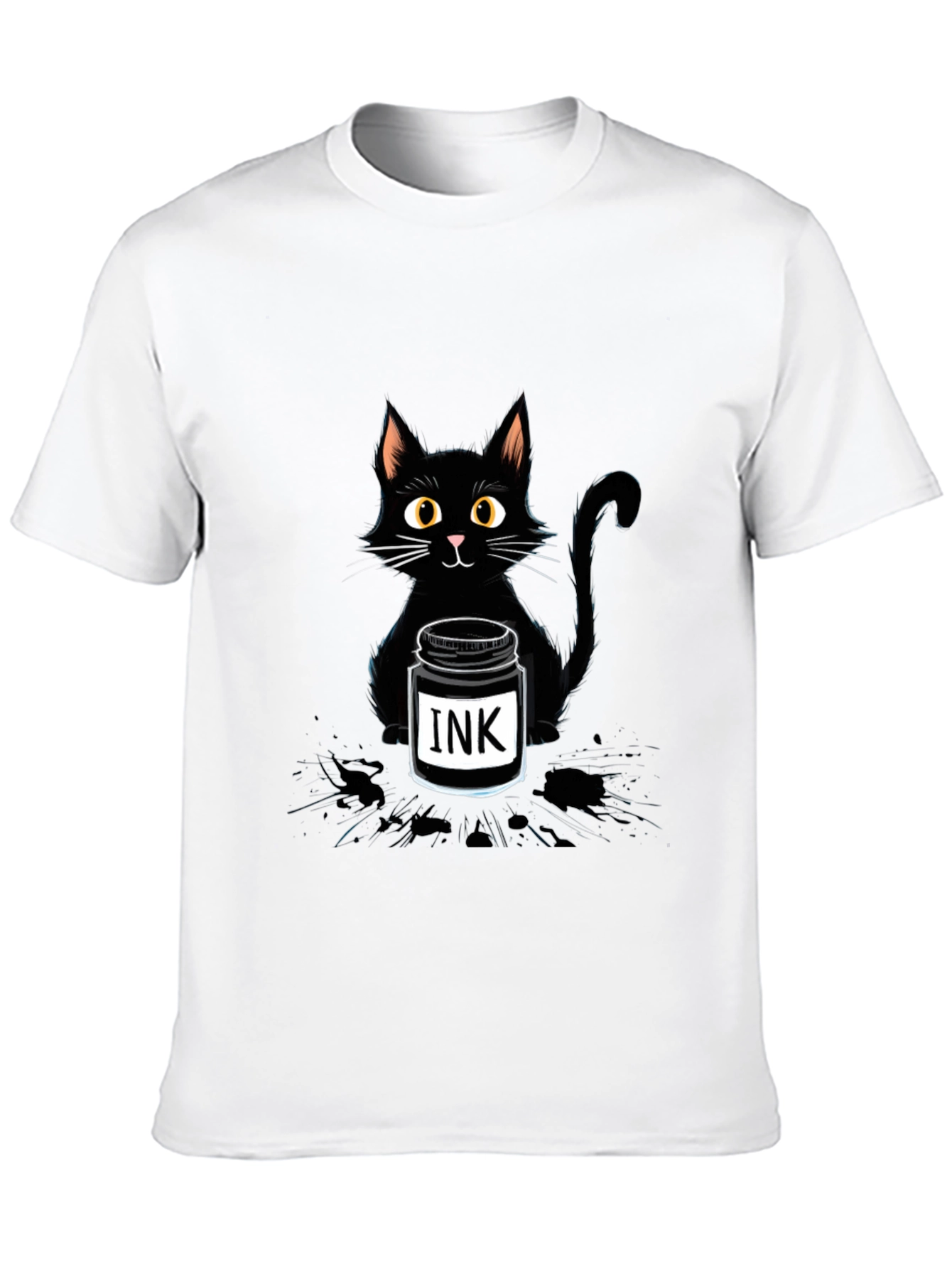 Black Cat with Ink T-Shirt