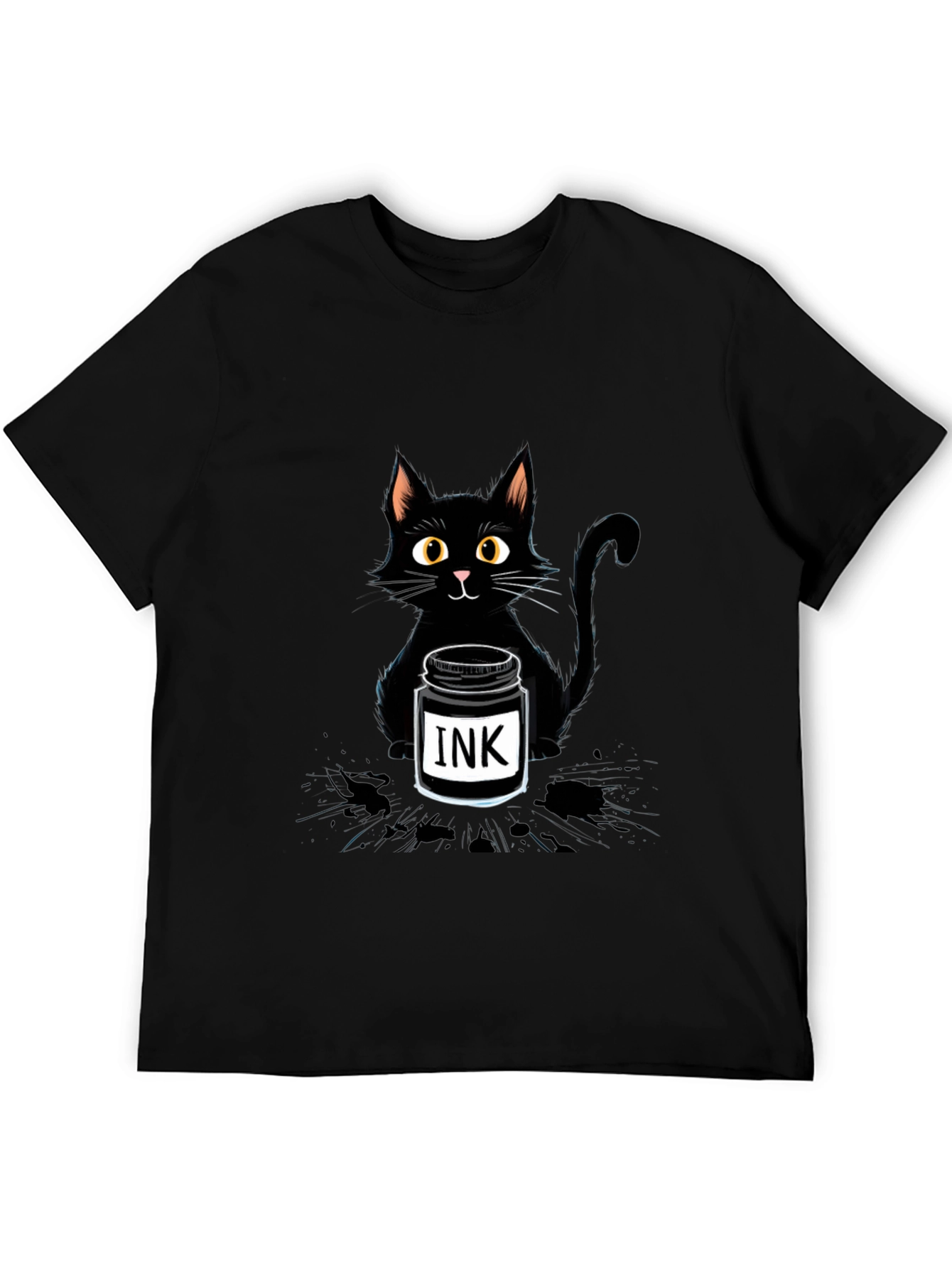Black Cat with Ink T-Shirt