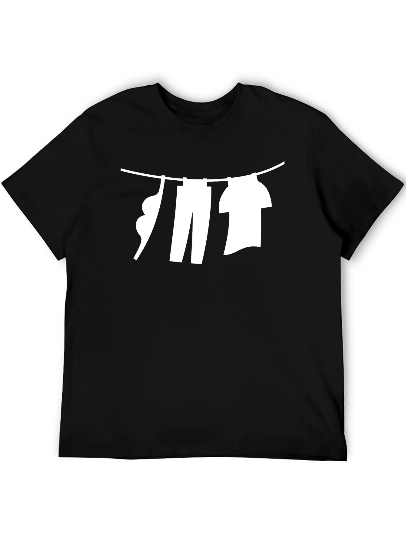 Laundry Line Graphic Tee - Black Cotton Casual T-Shirt