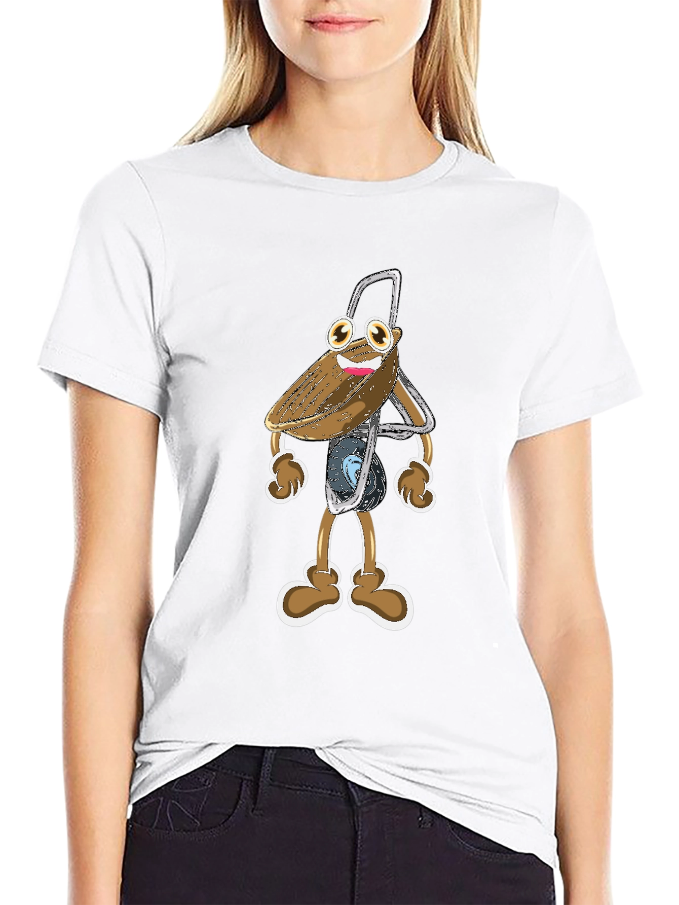 Funky Cartoon Character Black T-Shirt