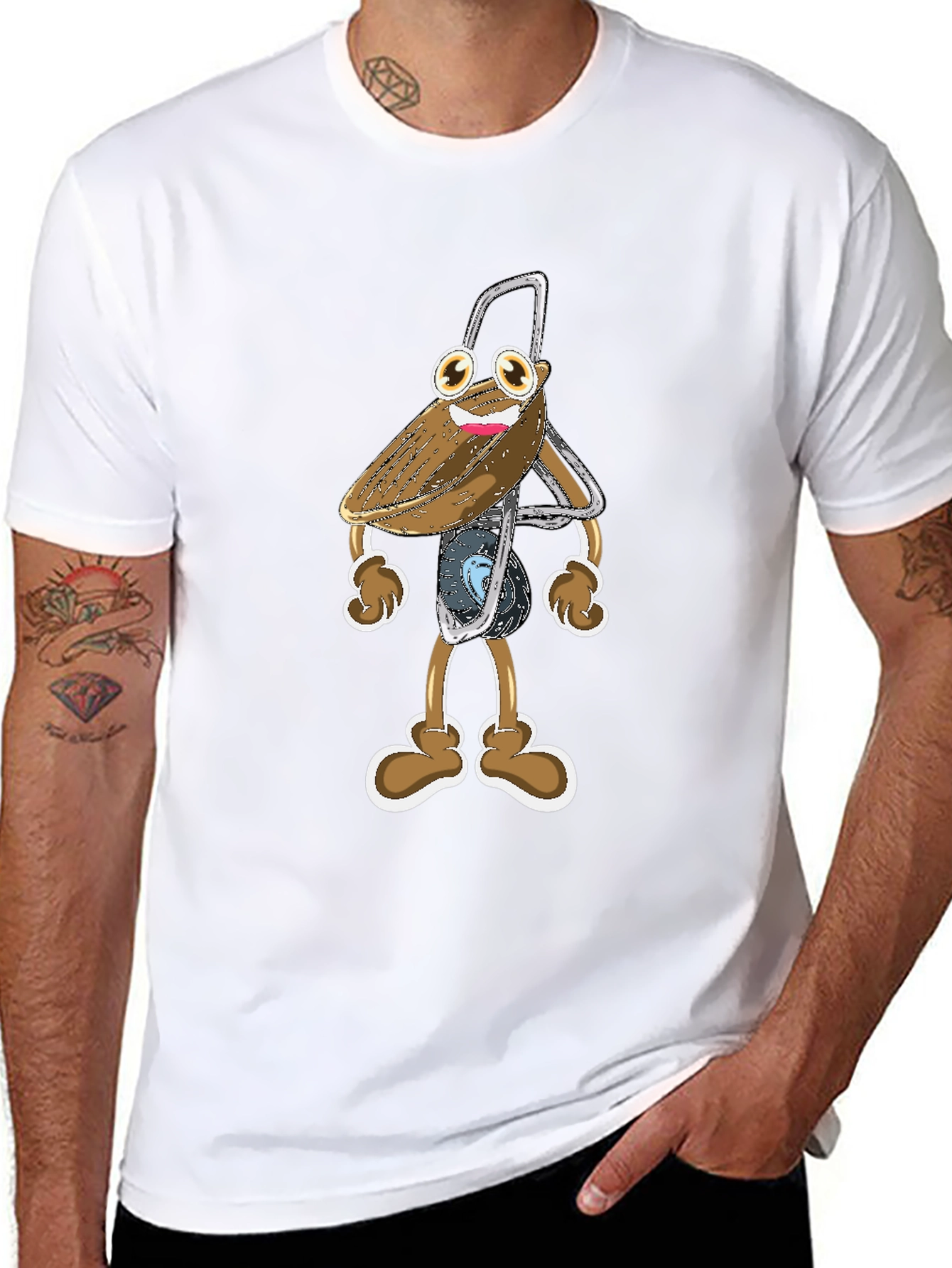 Funky Cartoon Character Black T-Shirt
