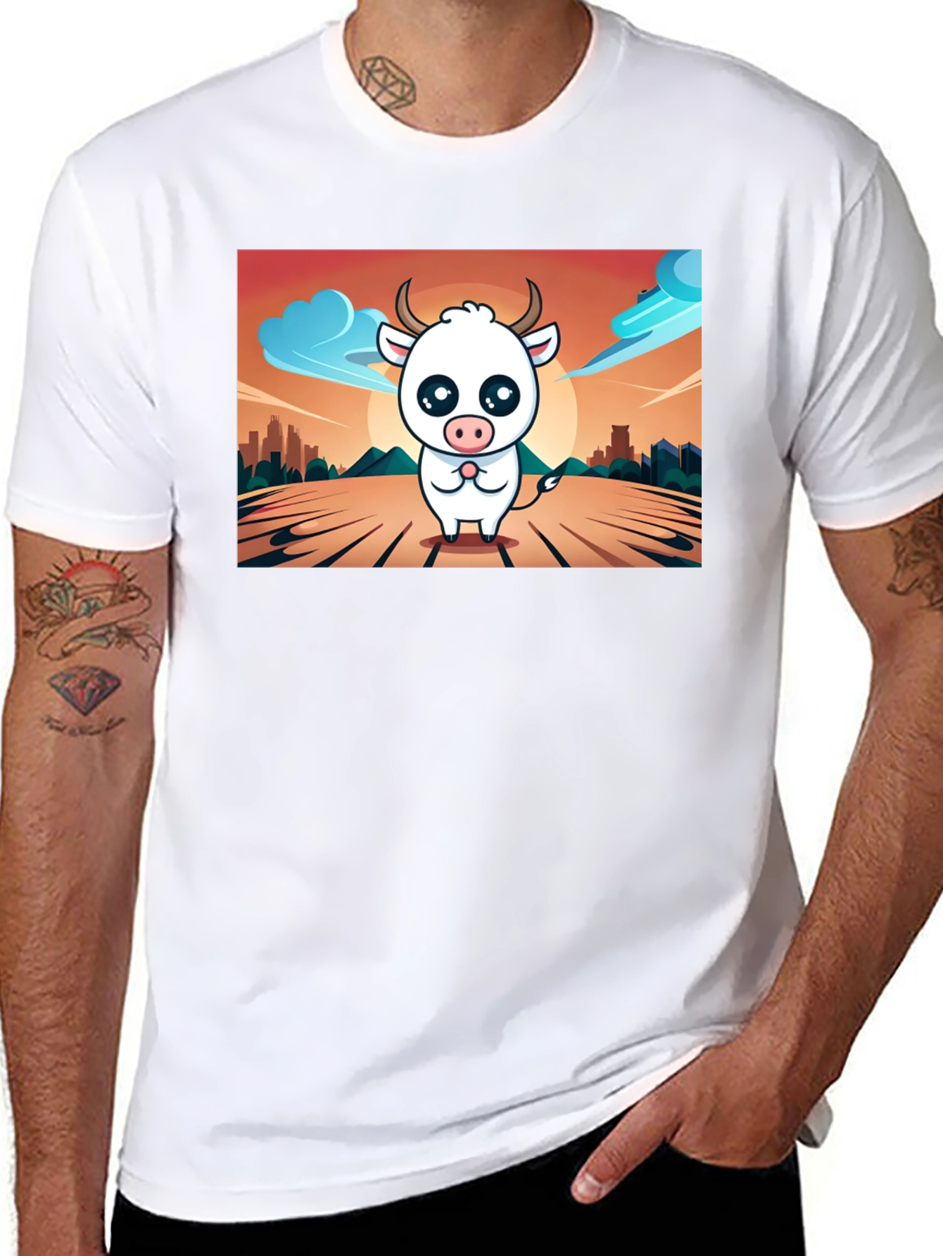 Cute Cow Graphic T-Shirt - Black Unisex Tee