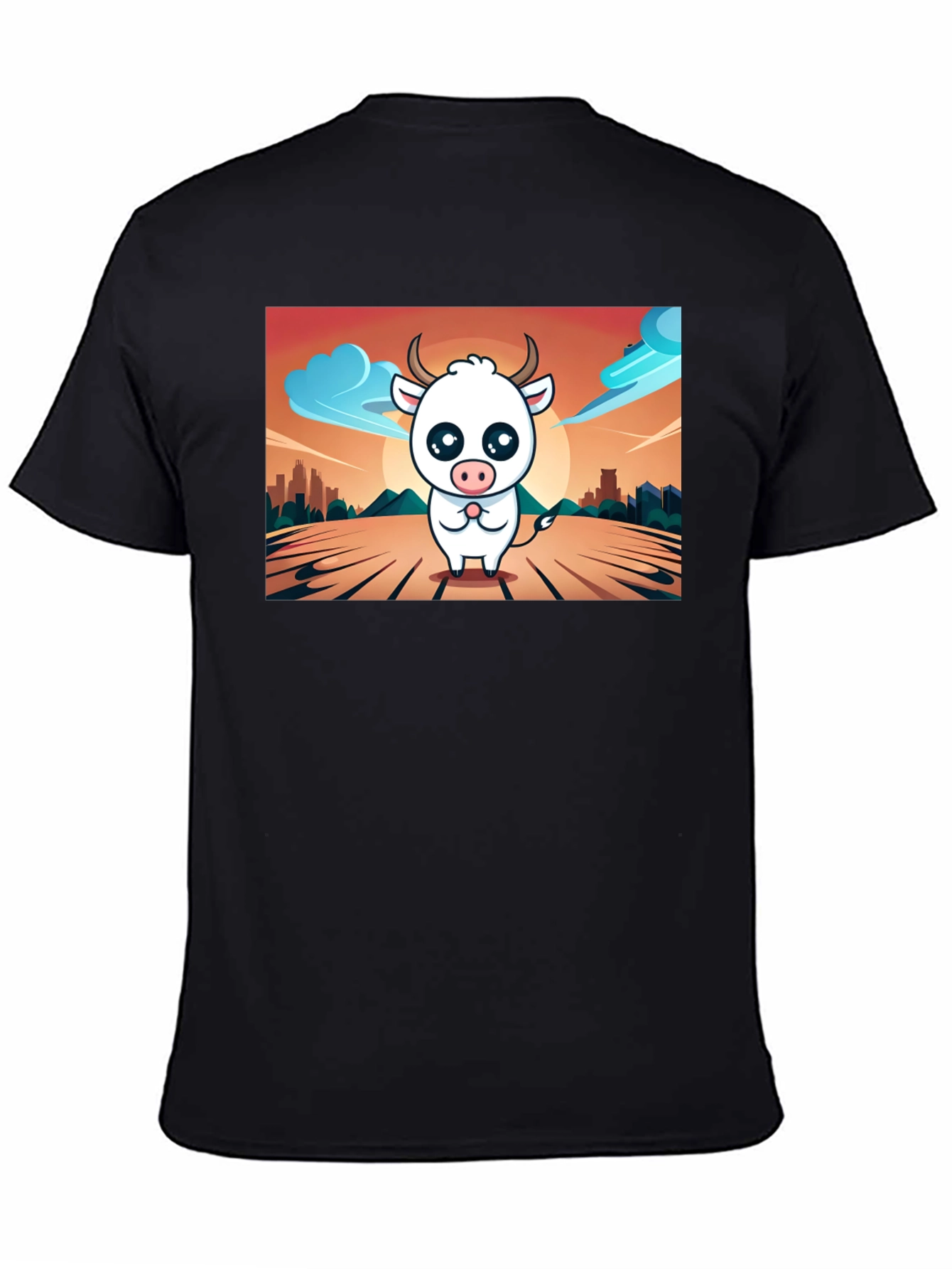 Cute Cow Graphic T-Shirt - Black Unisex Tee
