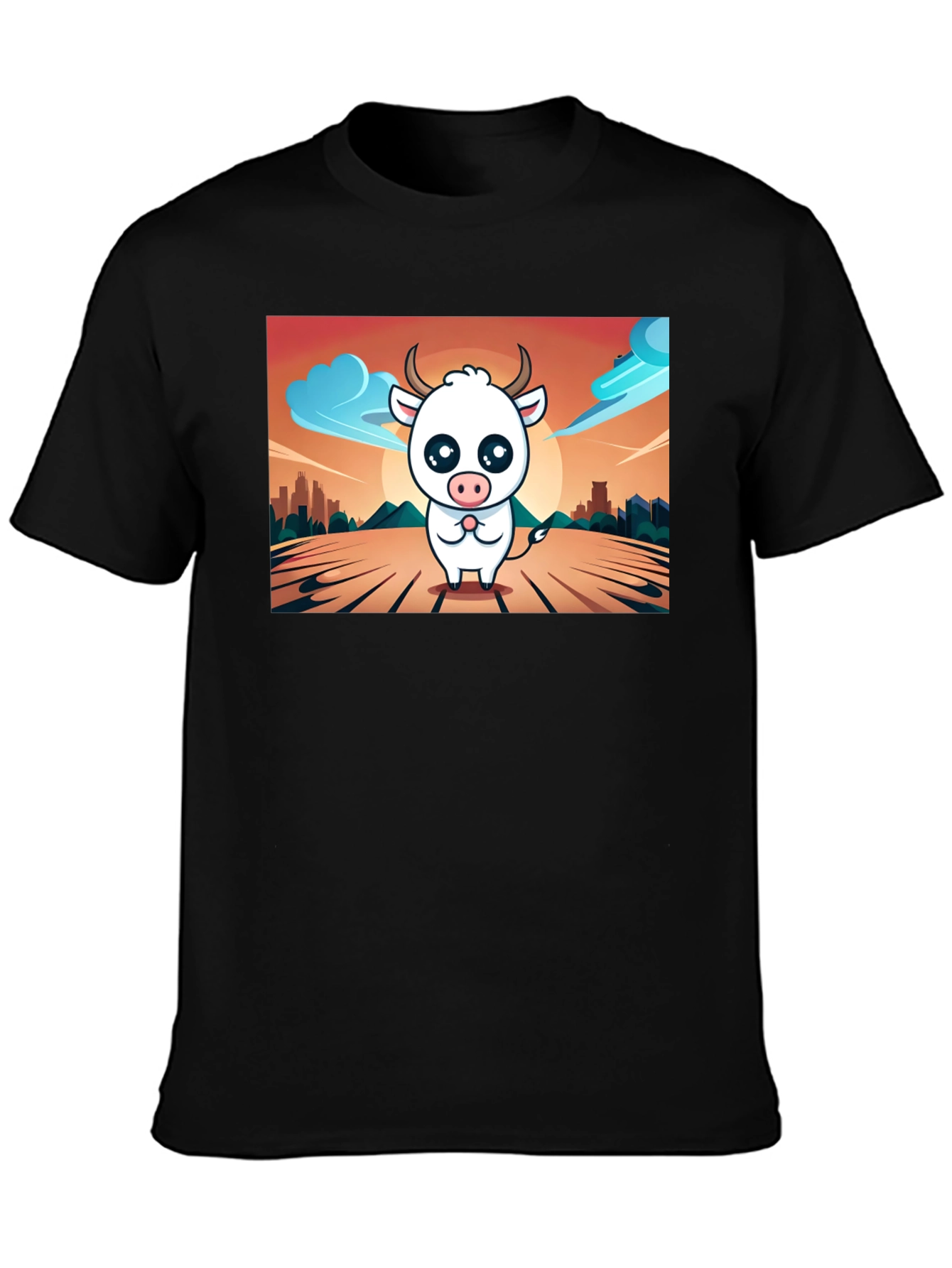 Cute Cow Graphic T-Shirt - Black Unisex Tee