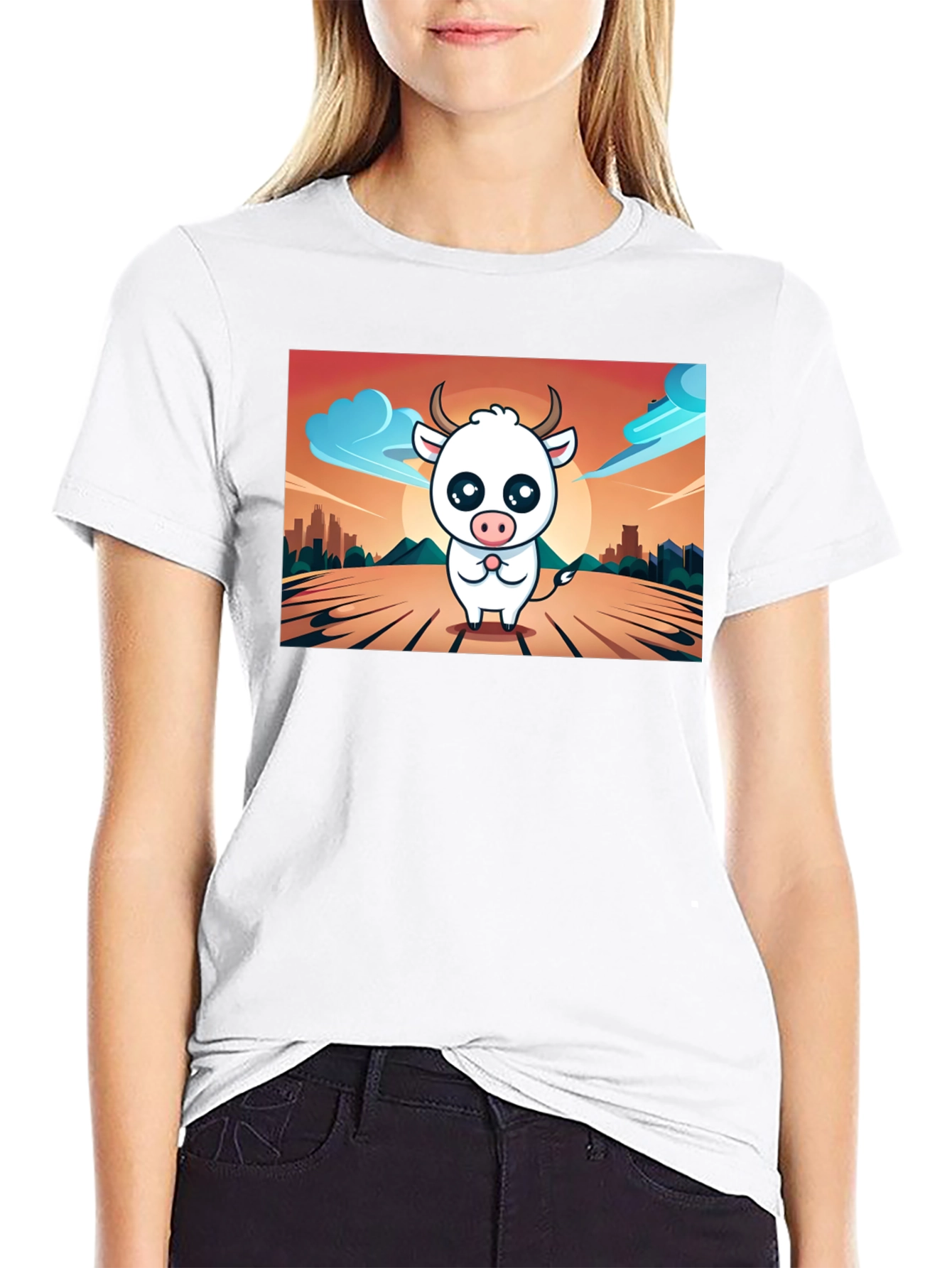 Cute Cow Graphic T-Shirt - Black Unisex Tee