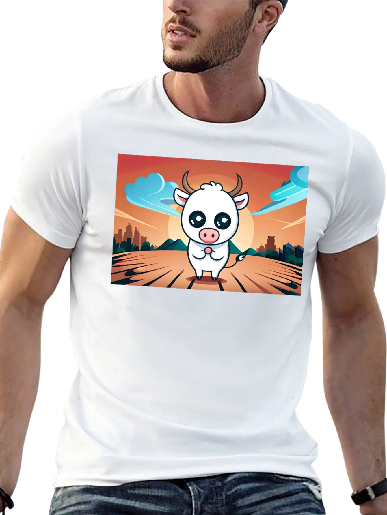 Cute Cow Graphic T-Shirt - Black Unisex Tee