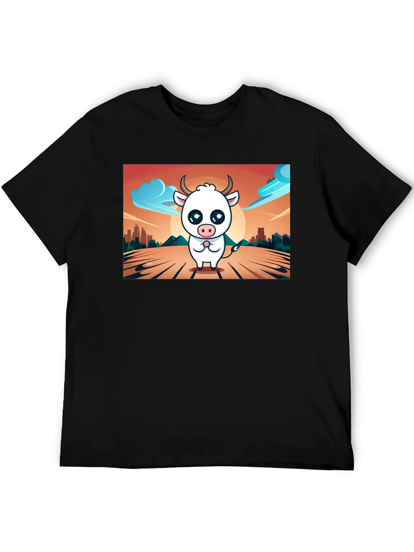 Cute Cow Graphic T-Shirt - Black Unisex Tee