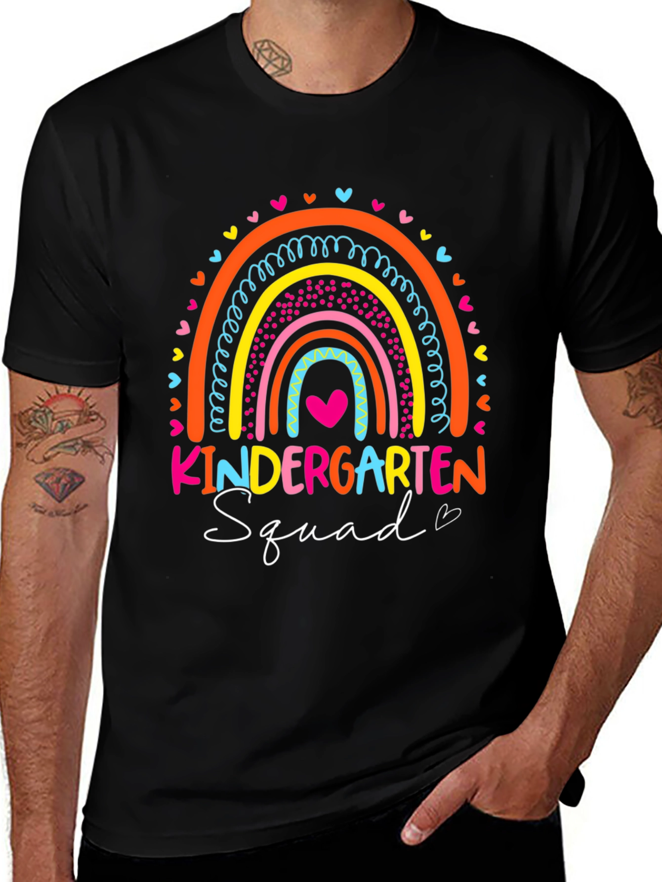 Kindergarten Squad Rainbow Teacher T-Shirt