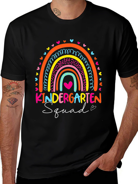 Kindergarten Squad Rainbow Teacher T-Shirt