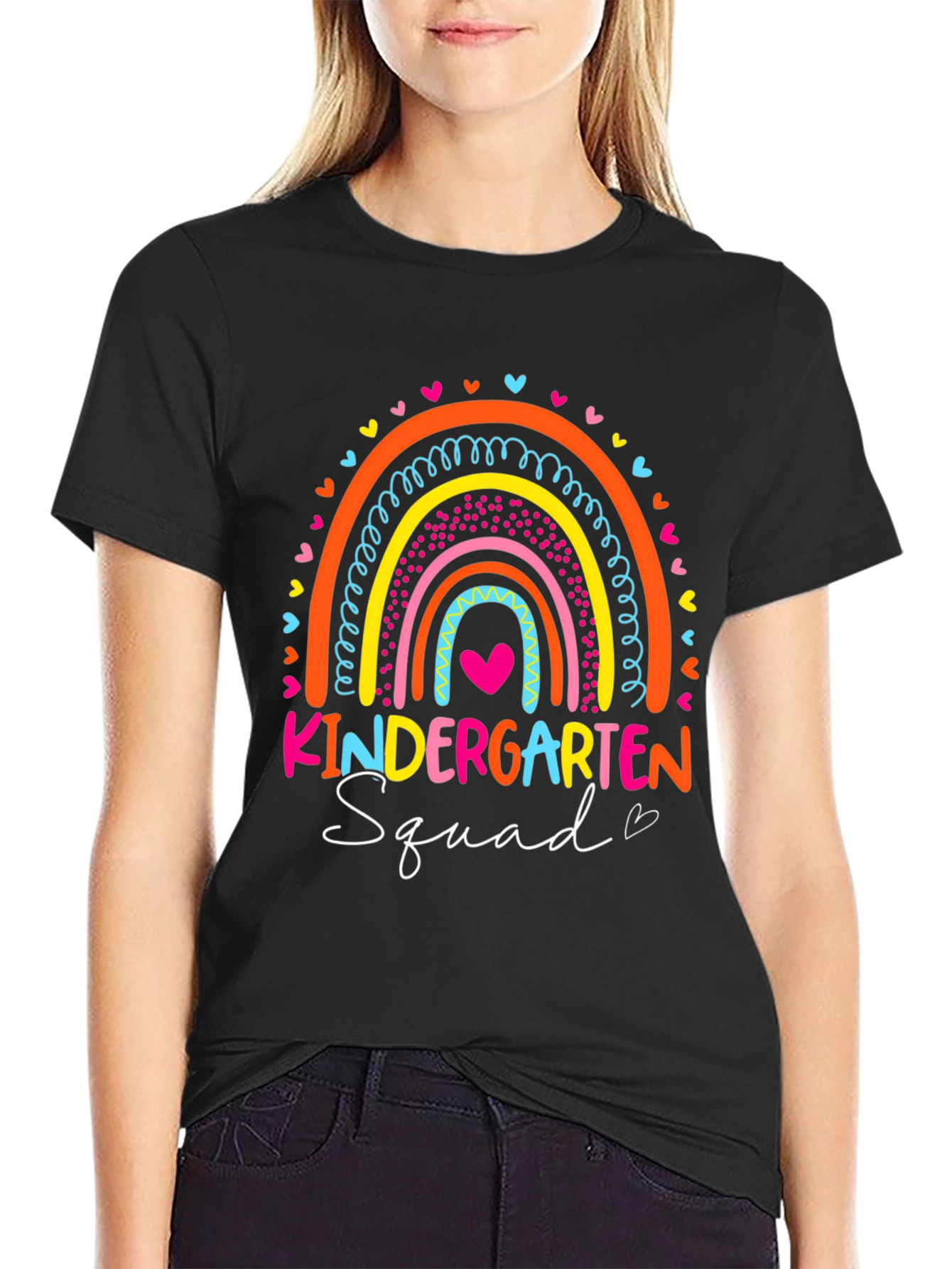 Kindergarten Squad Rainbow Teacher T-Shirt
