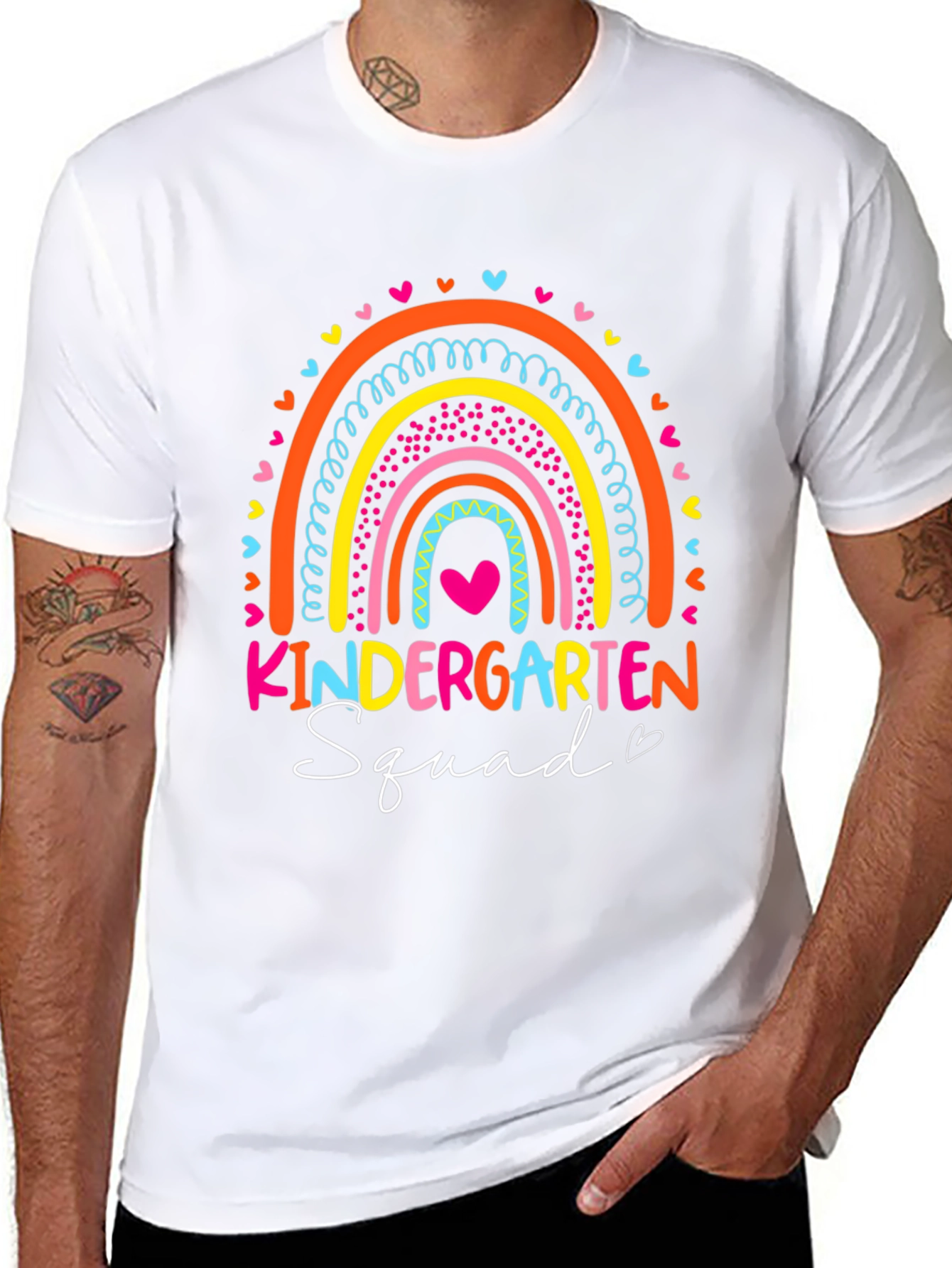 Kindergarten Squad Rainbow Teacher T-Shirt