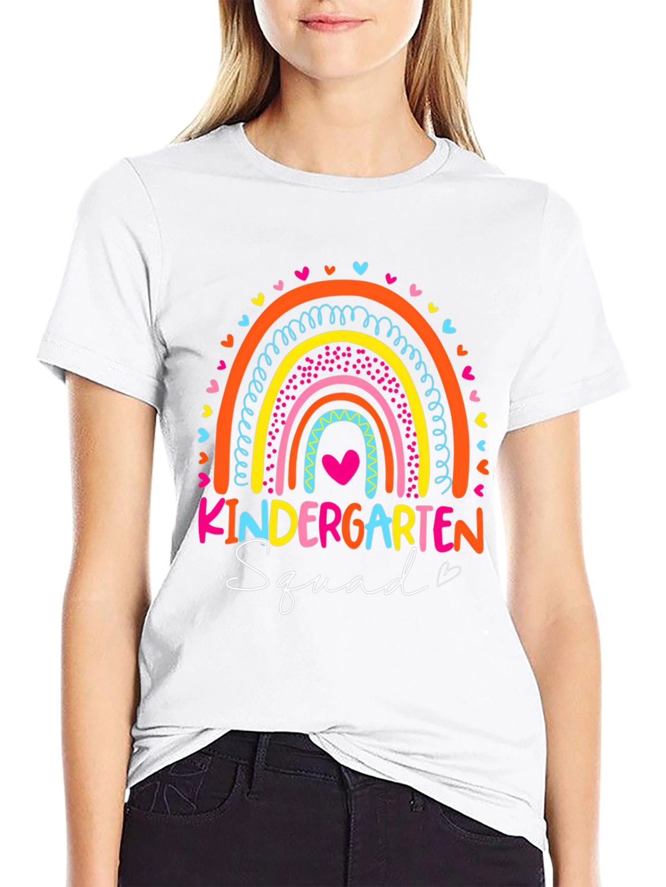 Kindergarten Squad Rainbow Teacher T-Shirt