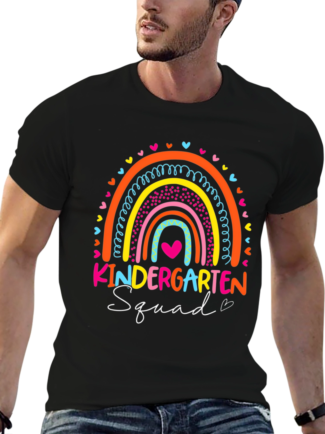 Kindergarten Squad Rainbow Teacher T-Shirt