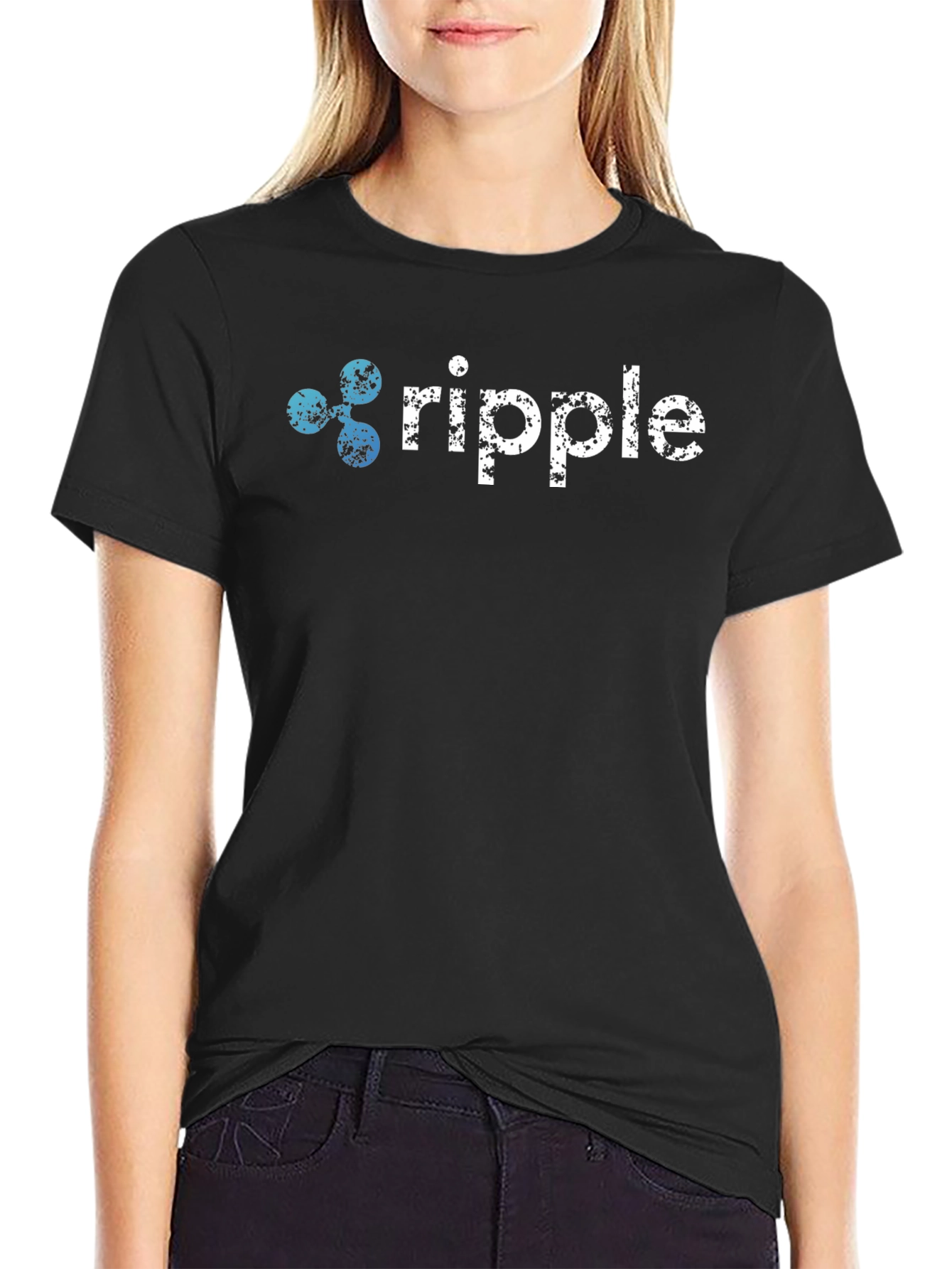 Ripple Crypto T-Shirt - Distressed Logo Design
