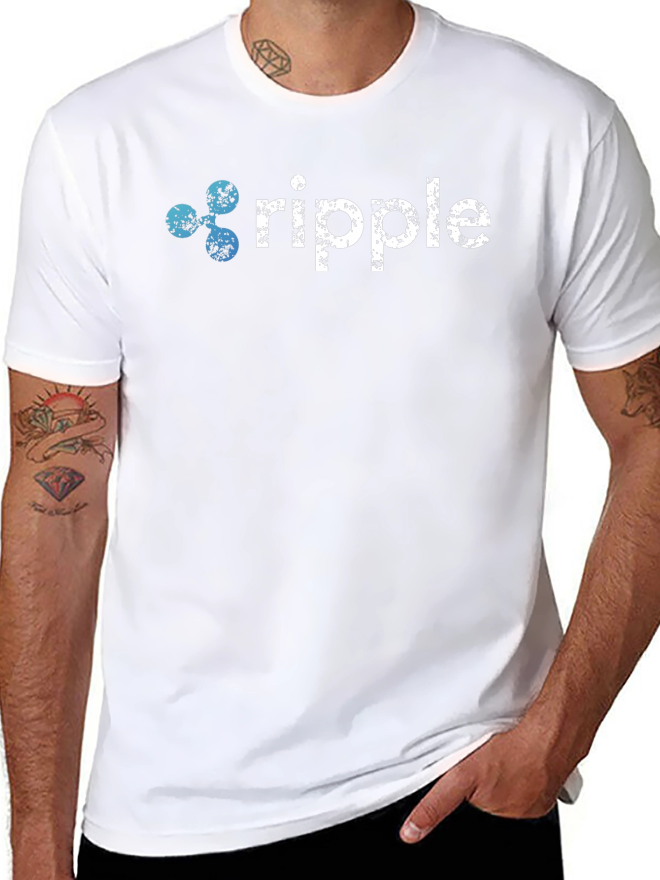 Ripple Crypto T-Shirt - Distressed Logo Design