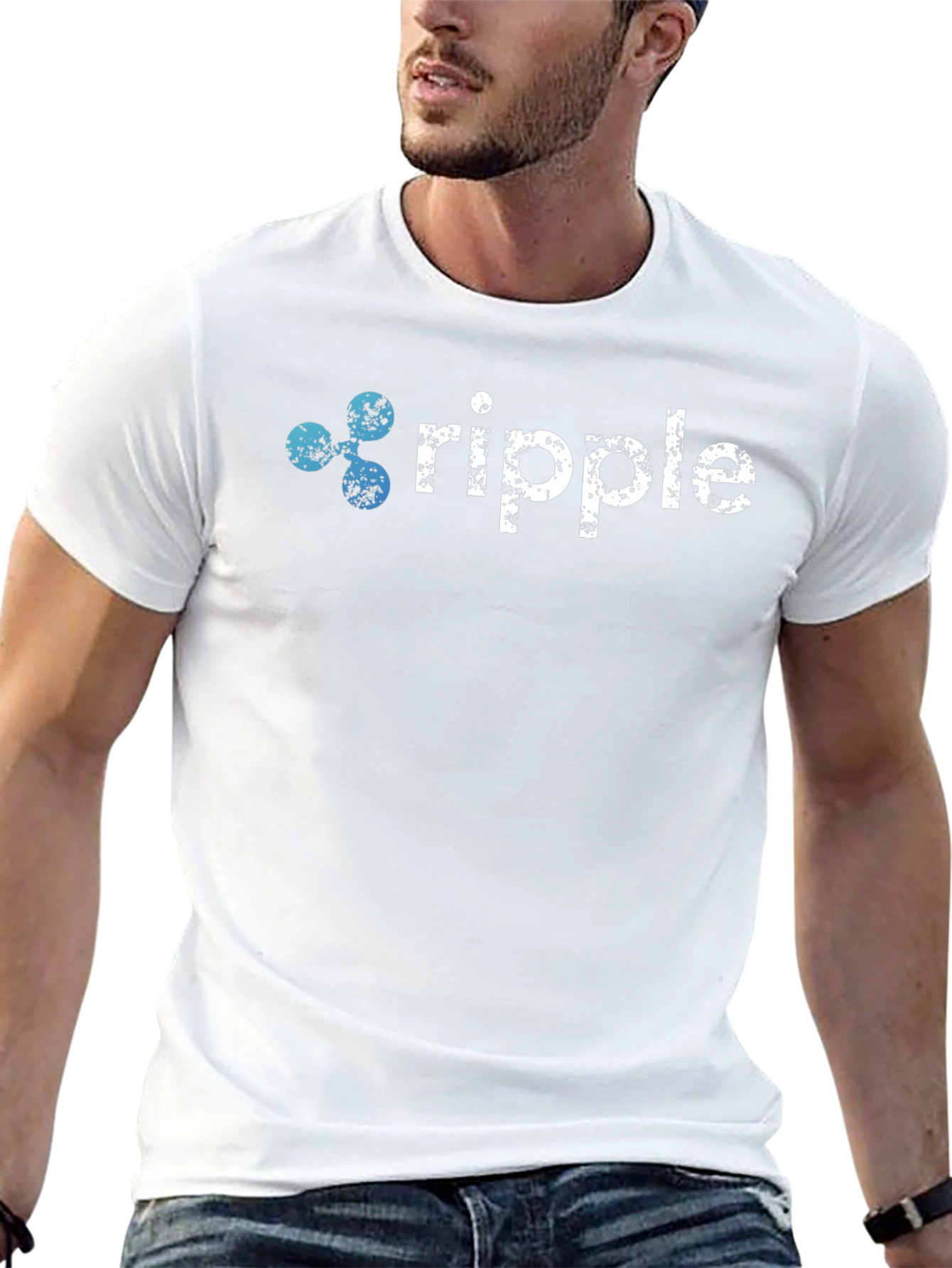 Ripple Crypto T-Shirt - Distressed Logo Design