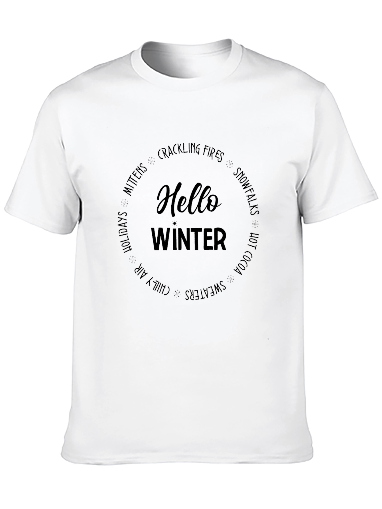 Hello Winter Graphic Tee - Black Cotton Blend