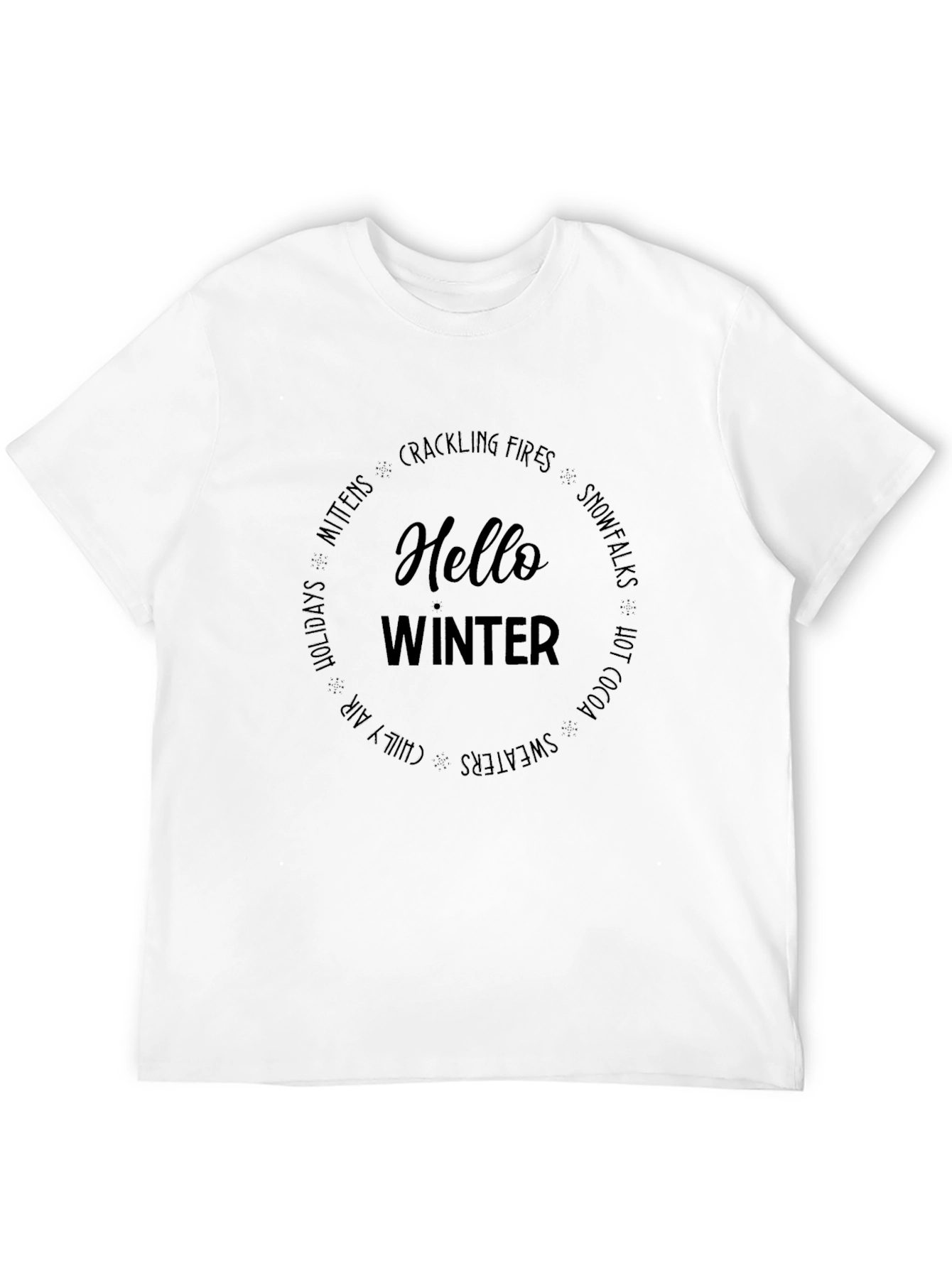 Hello Winter Graphic Tee - Black Cotton Blend
