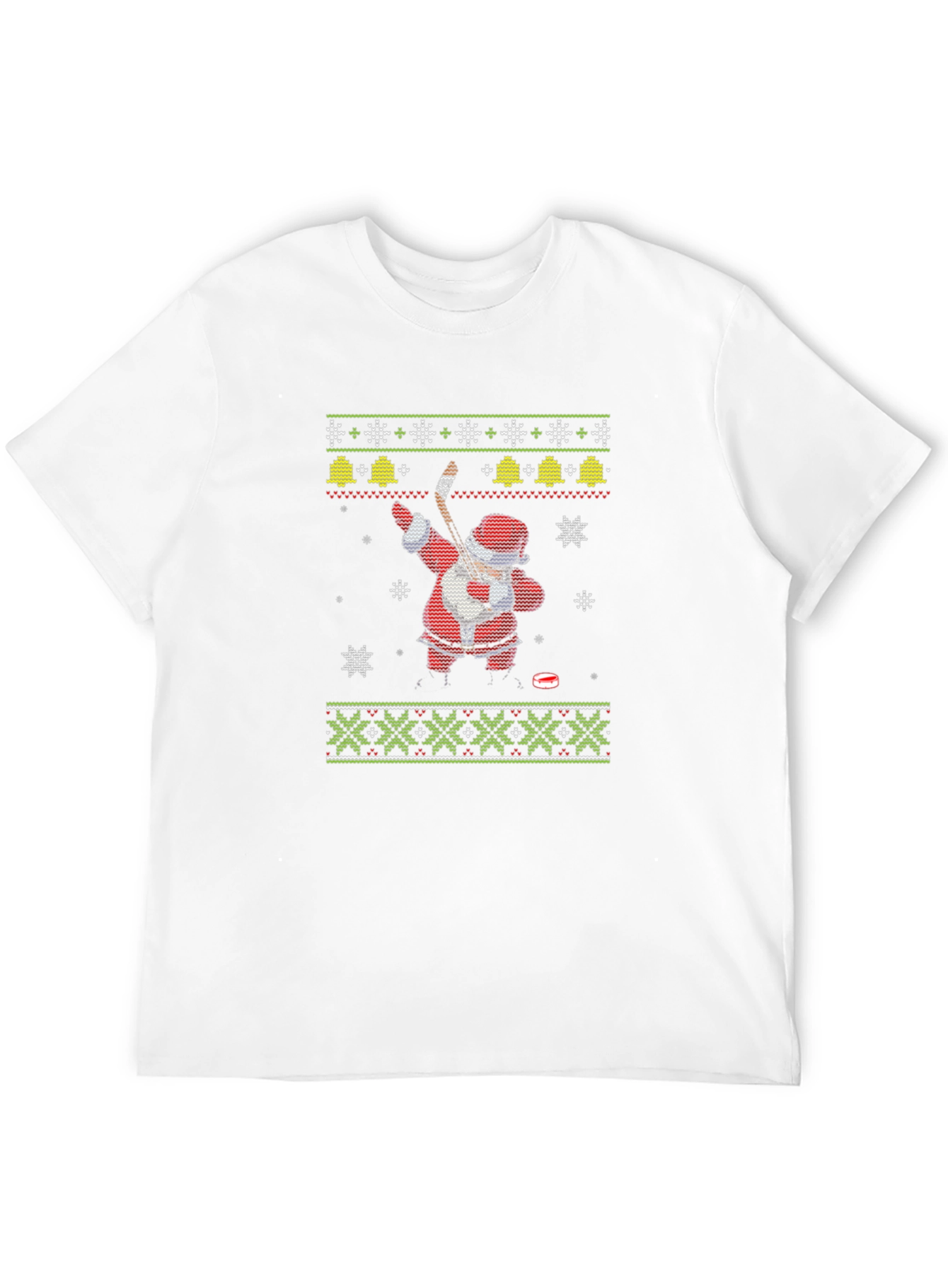 Festive Santa Hockey Ugly Christmas T-Shirt