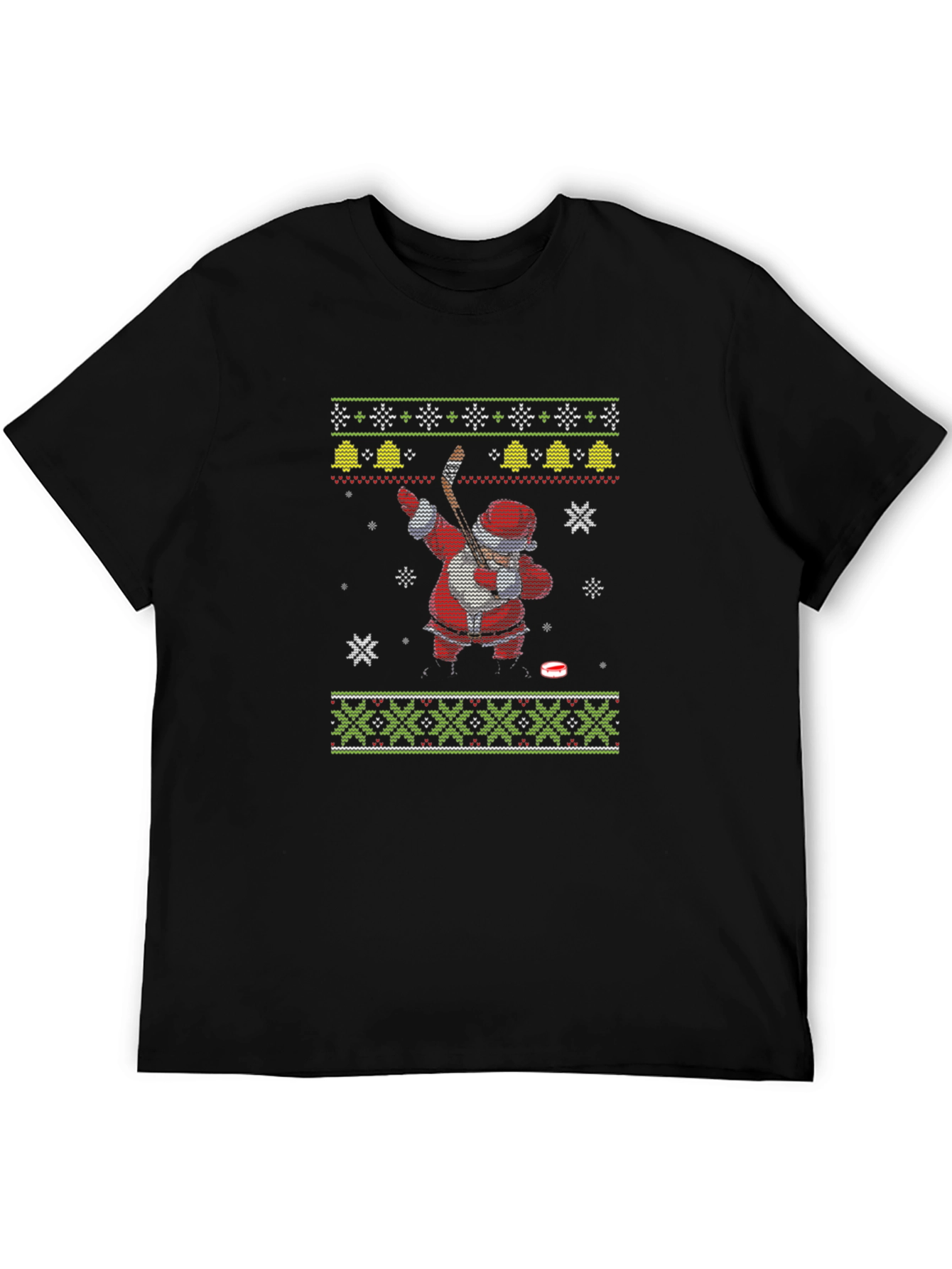 Festive Santa Hockey Ugly Christmas T-Shirt