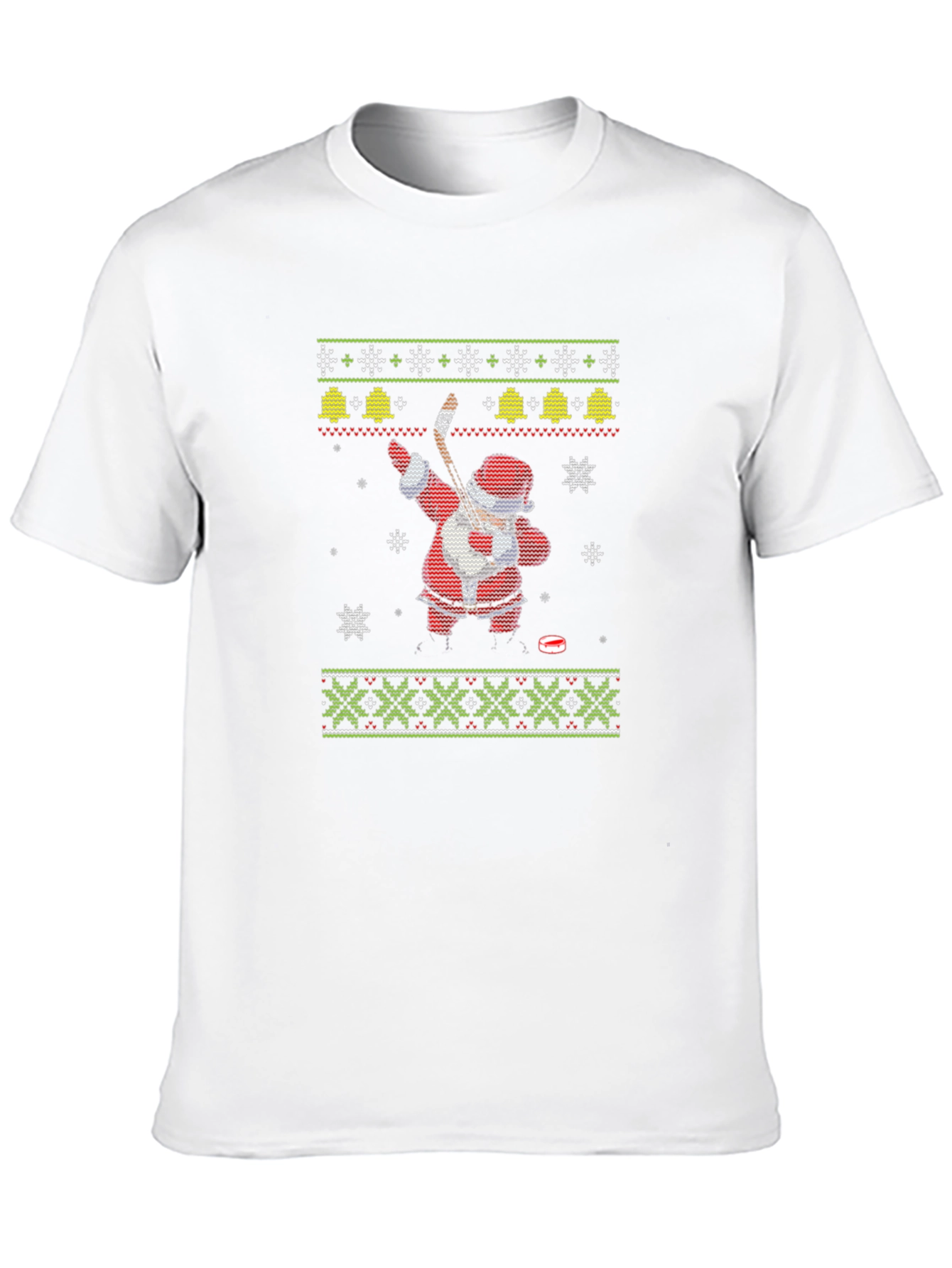 Festive Santa Hockey Ugly Christmas T-Shirt