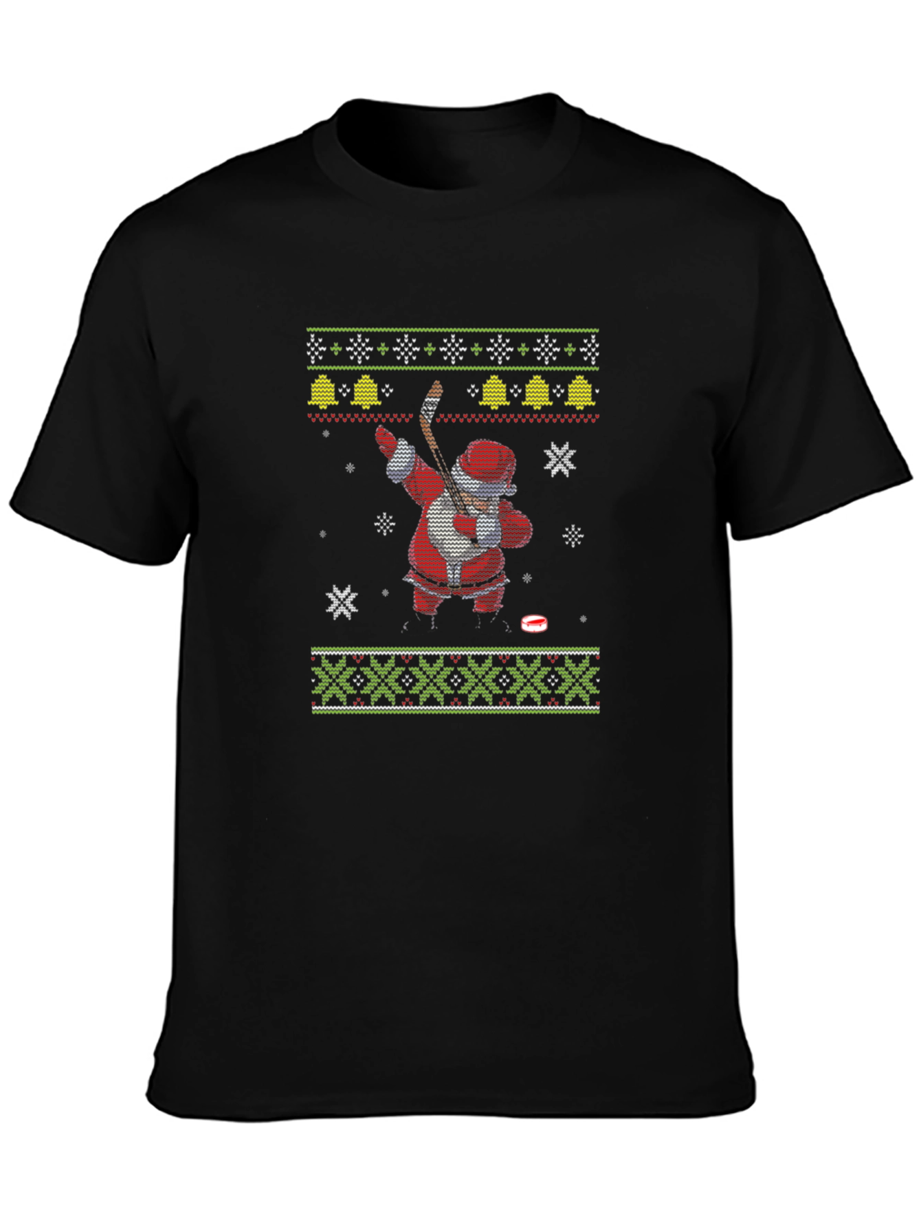 Festive Santa Hockey Ugly Christmas T-Shirt