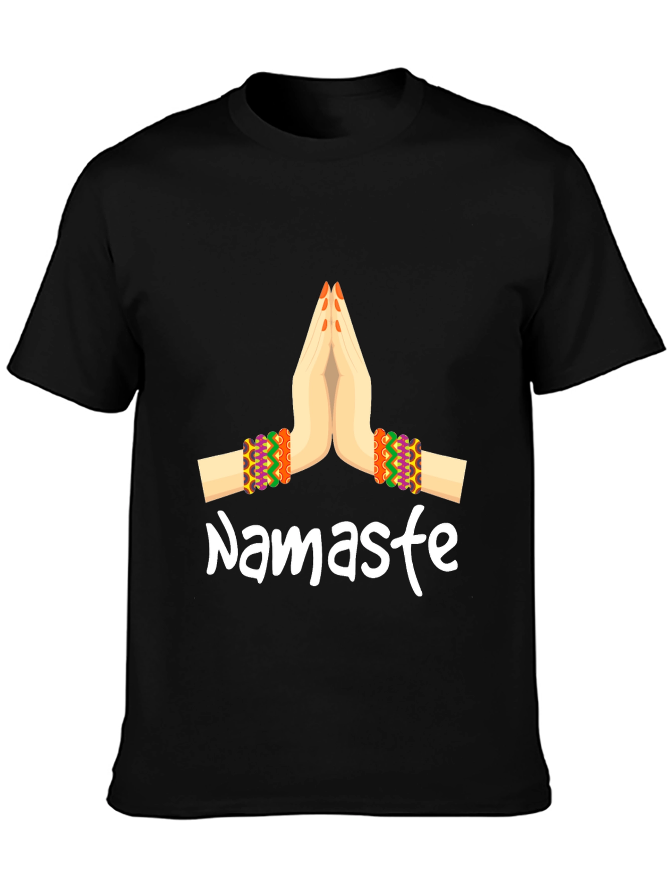 Namaste Hands Graphic Tee - Relaxed Fit Black T-Shirt