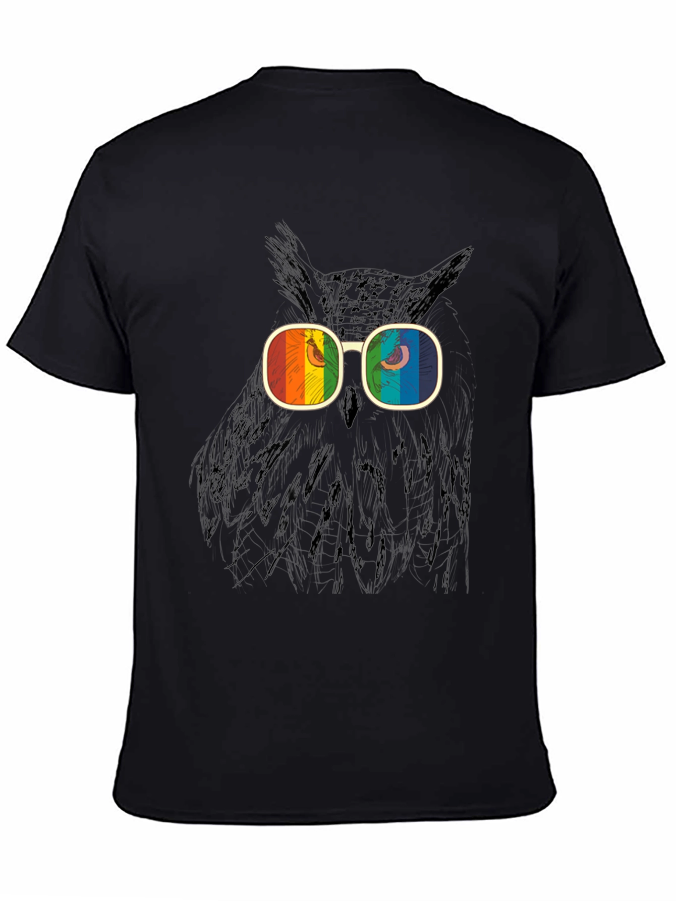 Retro Owl T-Shirt - Rainbow Glasses Graphic Tee