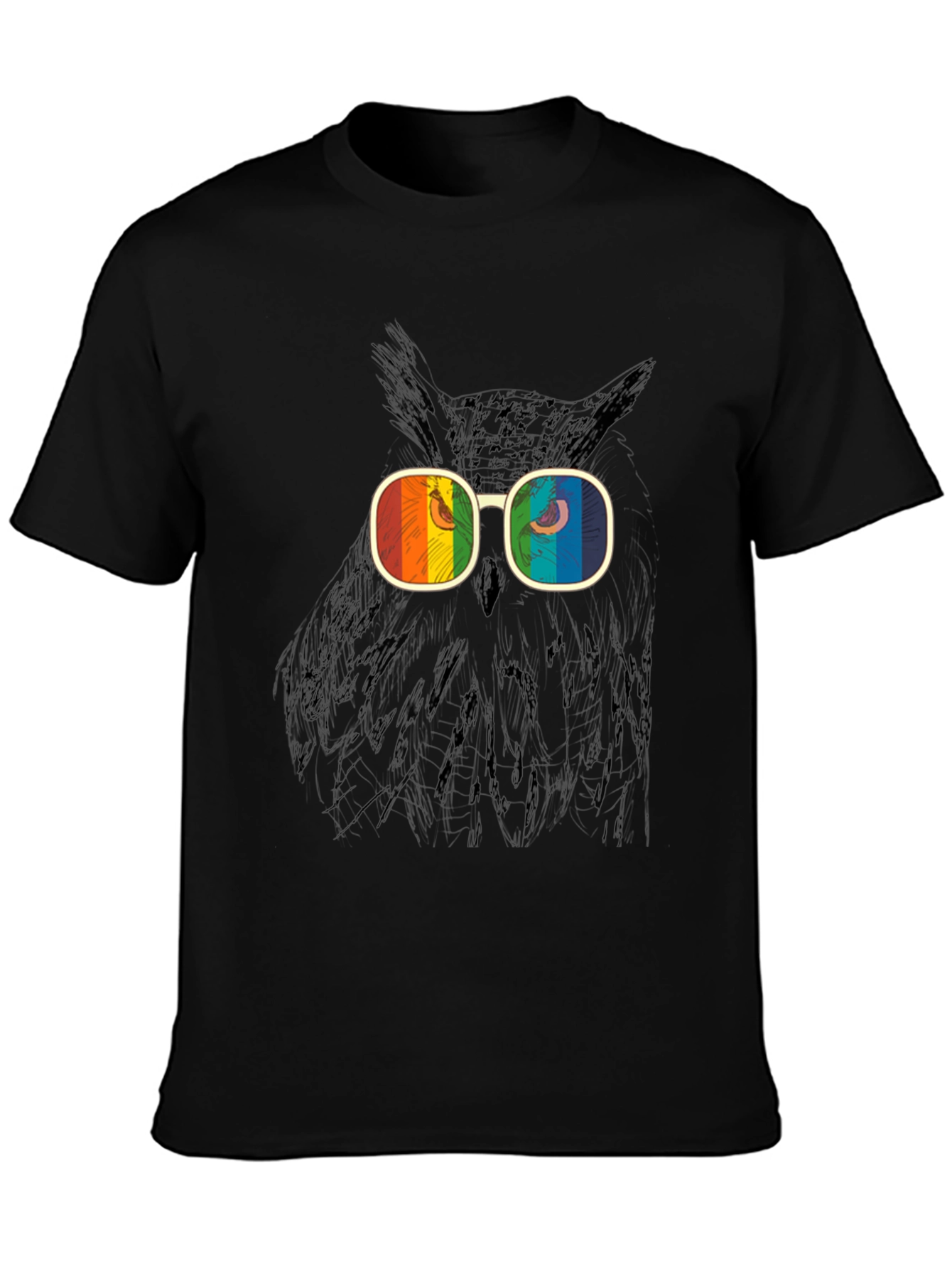 Retro Owl T-Shirt - Rainbow Glasses Graphic Tee