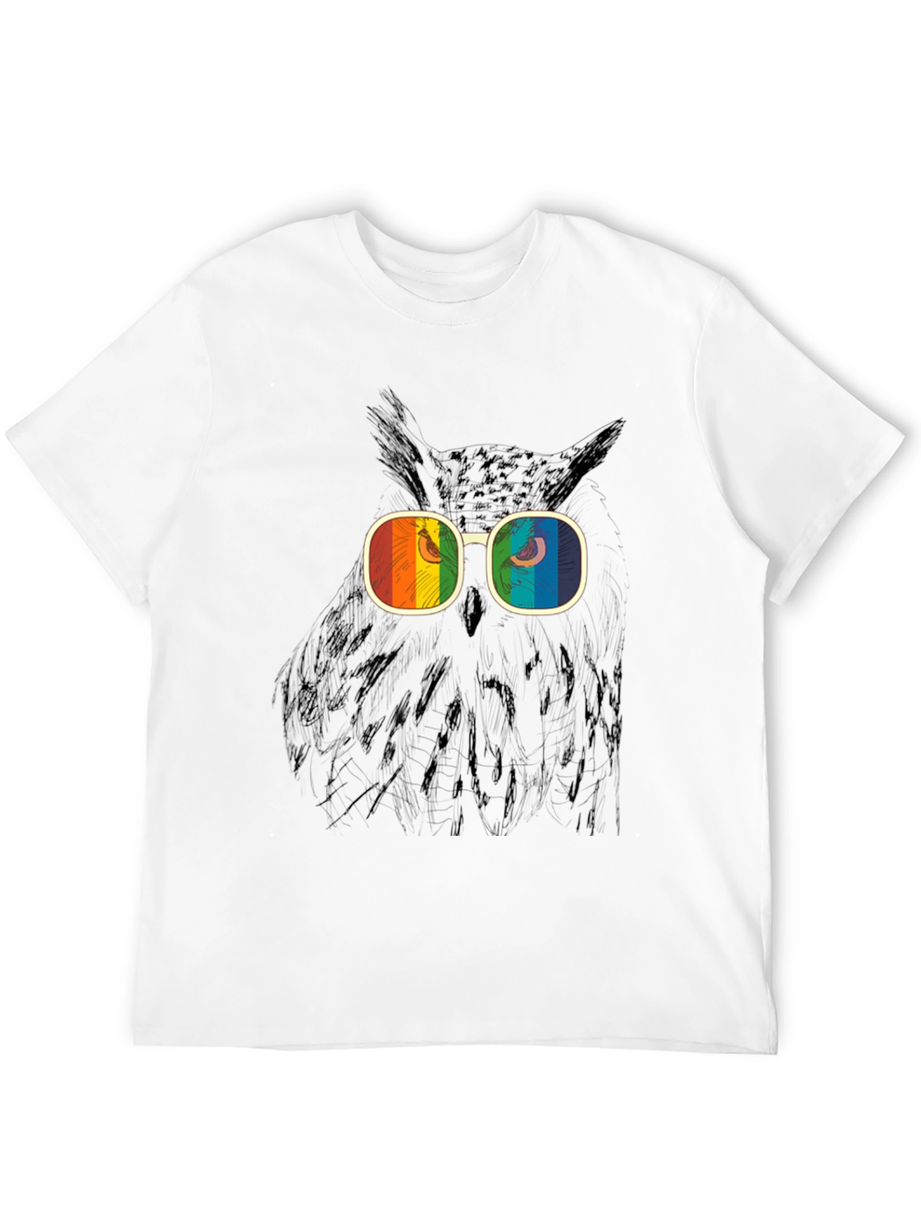 Retro Owl T-Shirt - Rainbow Glasses Graphic Tee