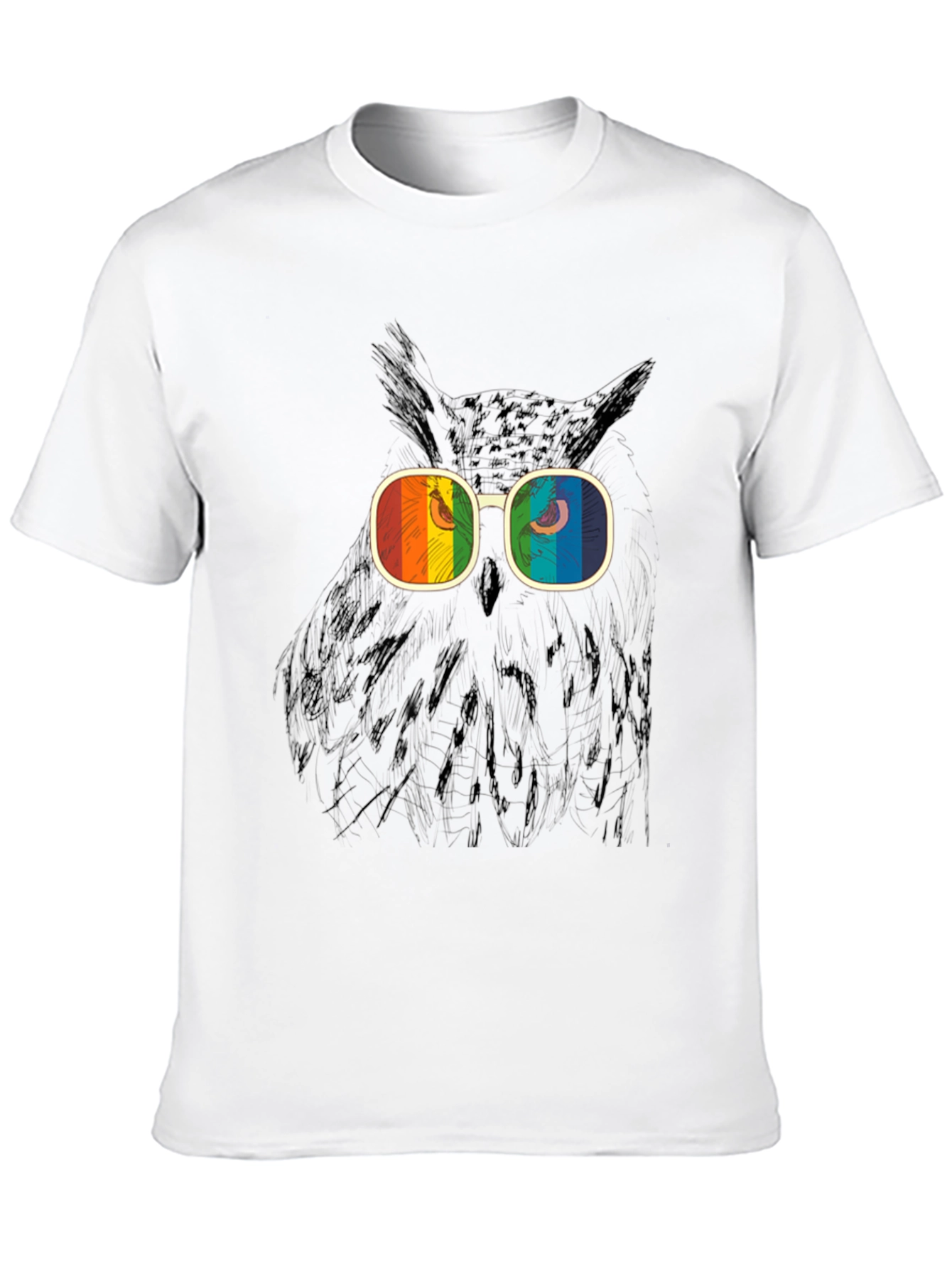 Retro Owl T-Shirt - Rainbow Glasses Graphic Tee