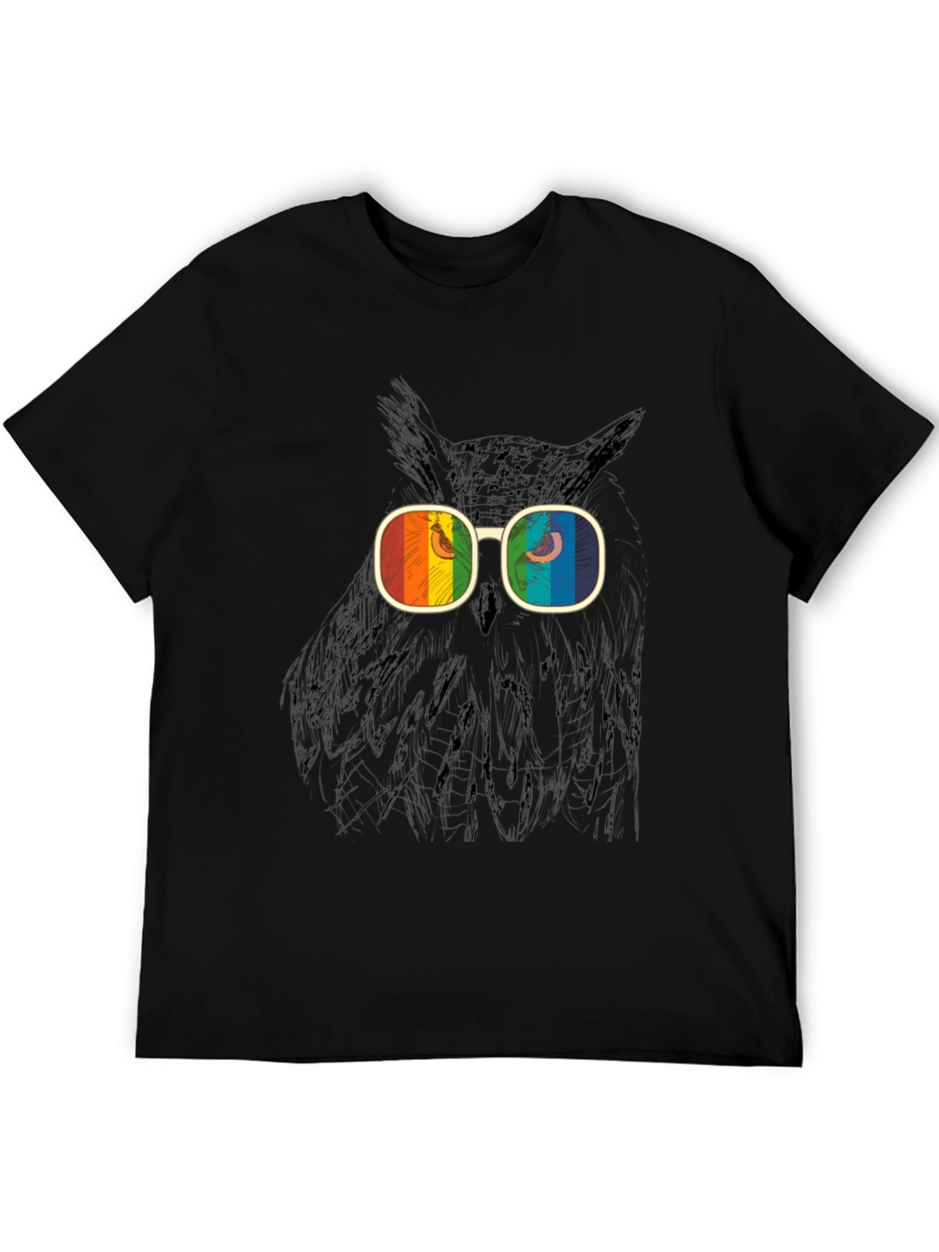 Retro Owl T-Shirt - Rainbow Glasses Graphic Tee