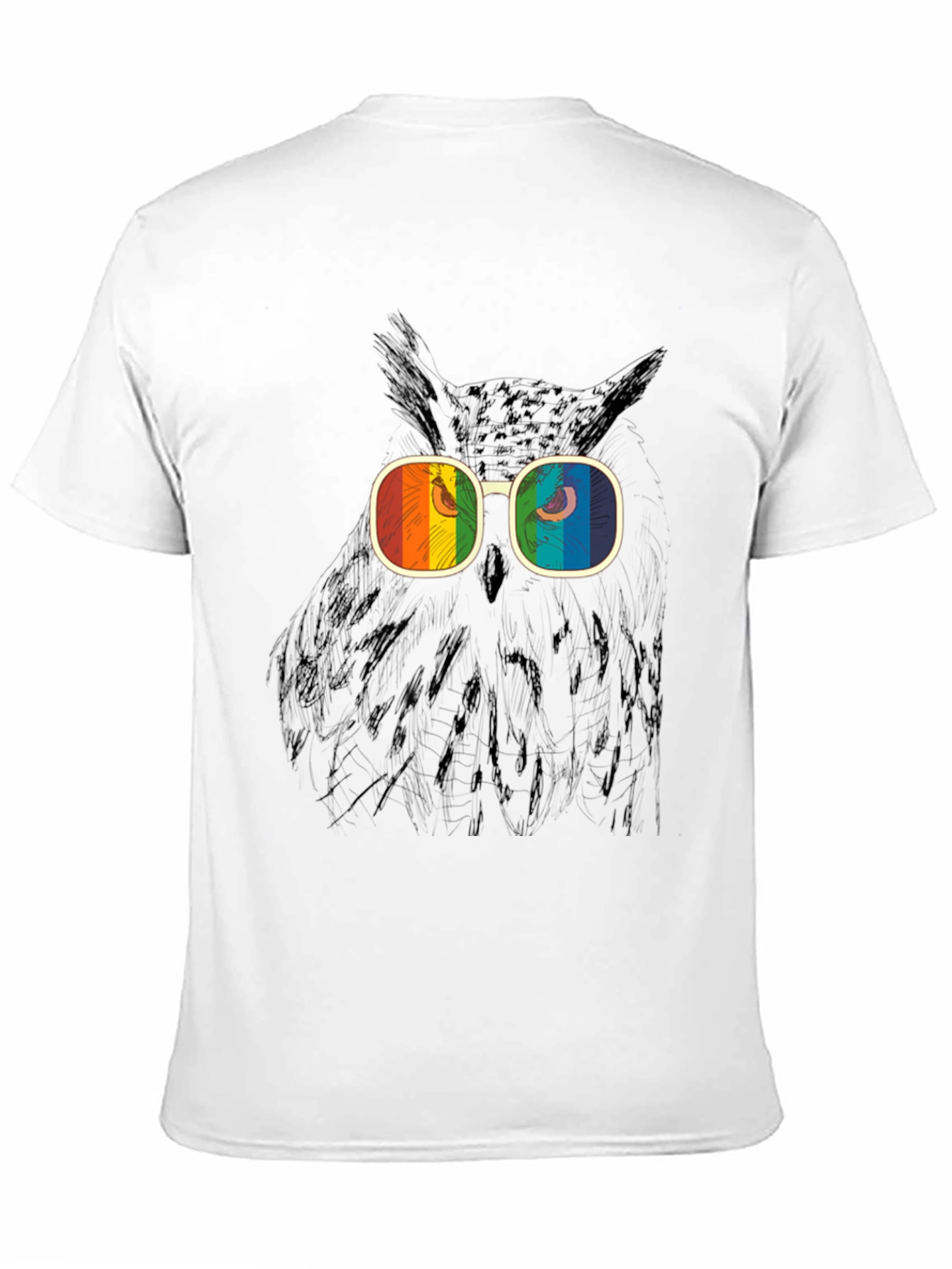 Retro Owl T-Shirt - Rainbow Glasses Graphic Tee