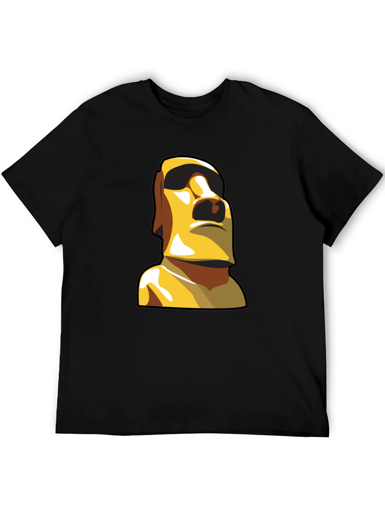 Moai Statue Graphic T-Shirt - Black Cotton Tee