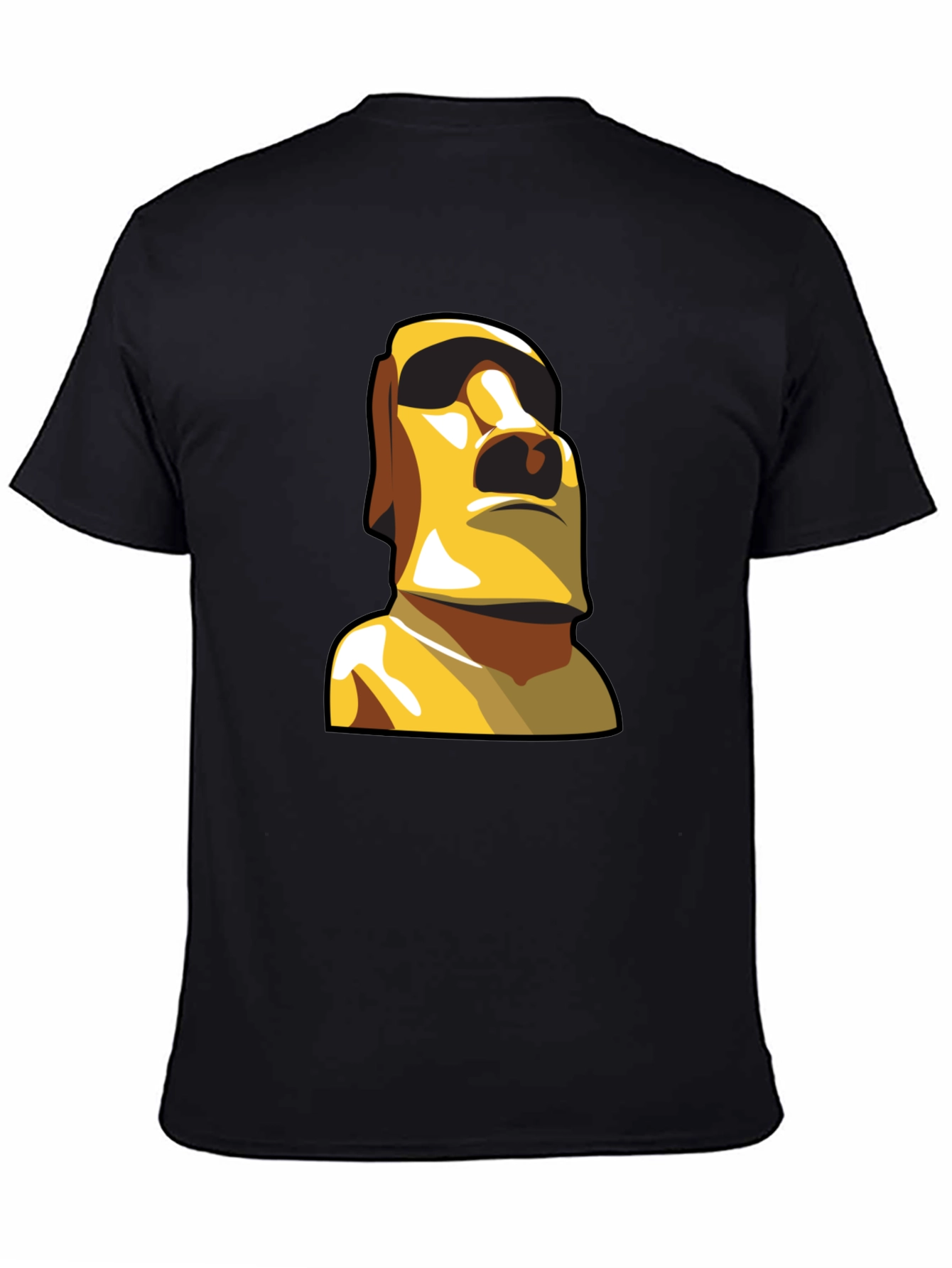 Moai Statue Graphic T-Shirt - Black Cotton Tee