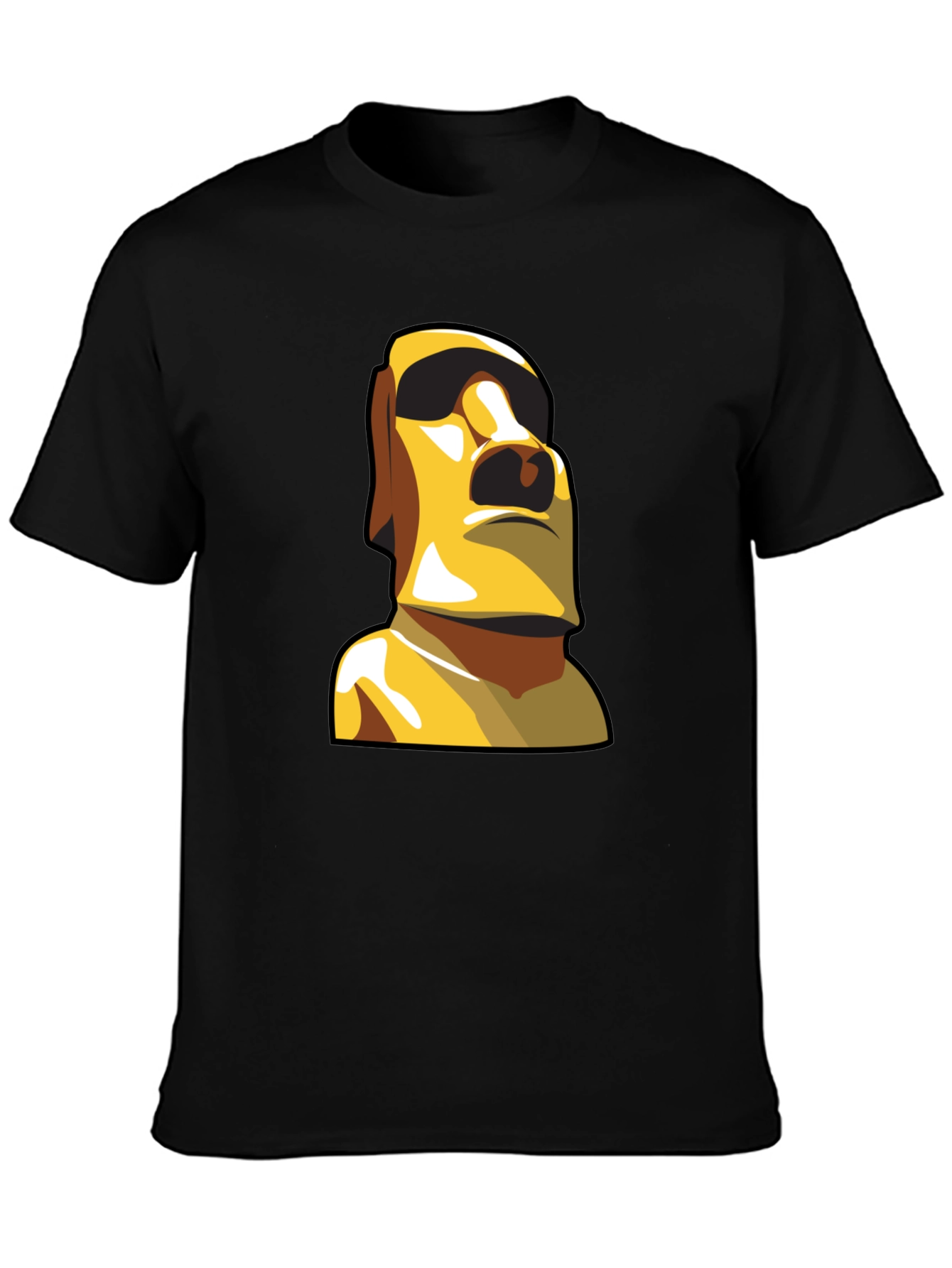 Moai Statue Graphic T-Shirt - Black Cotton Tee