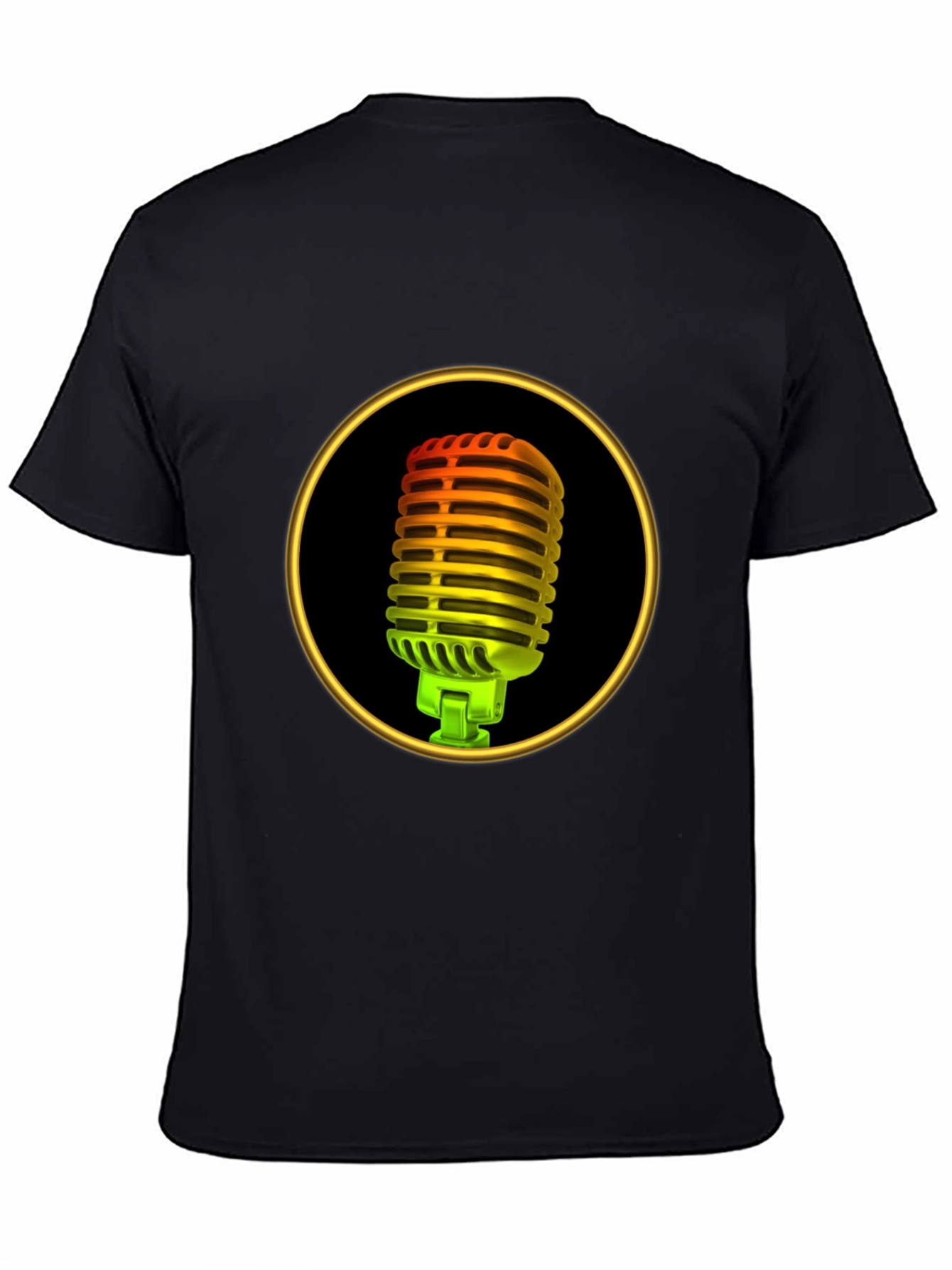 Retro Microphone Graphic Tee - Black