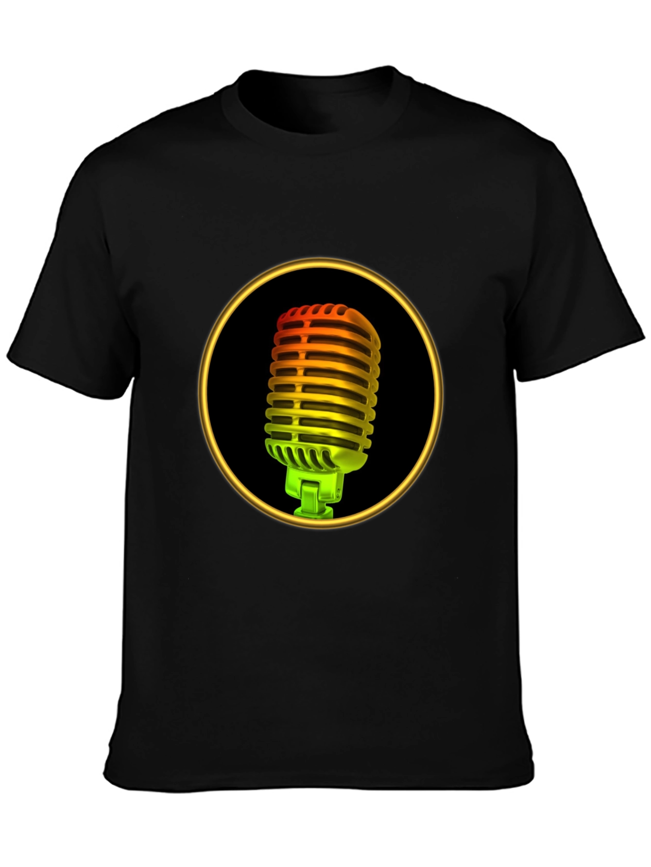 Retro Microphone Graphic Tee - Black