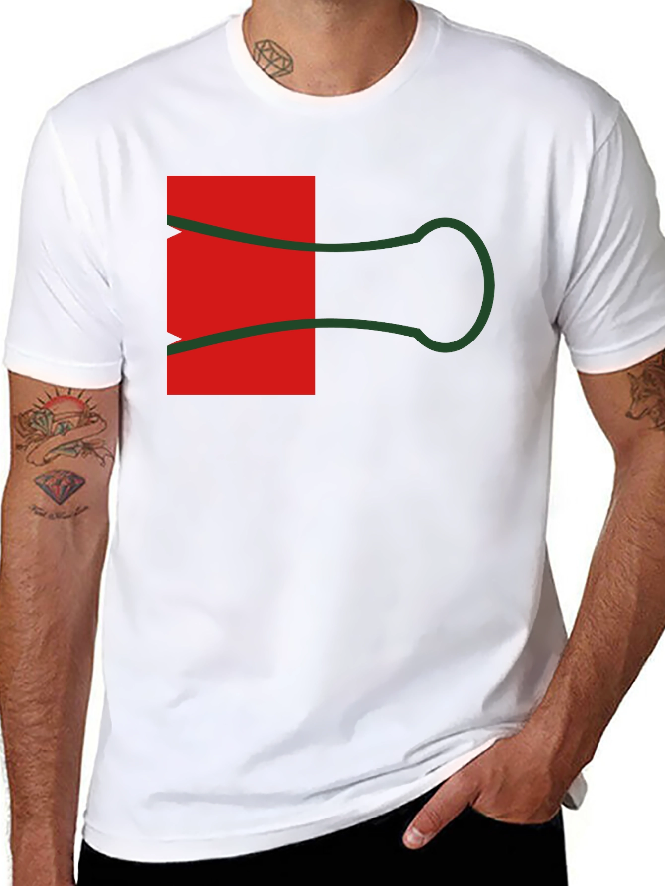 Abstract Paper Clip Graphic Tee - Black