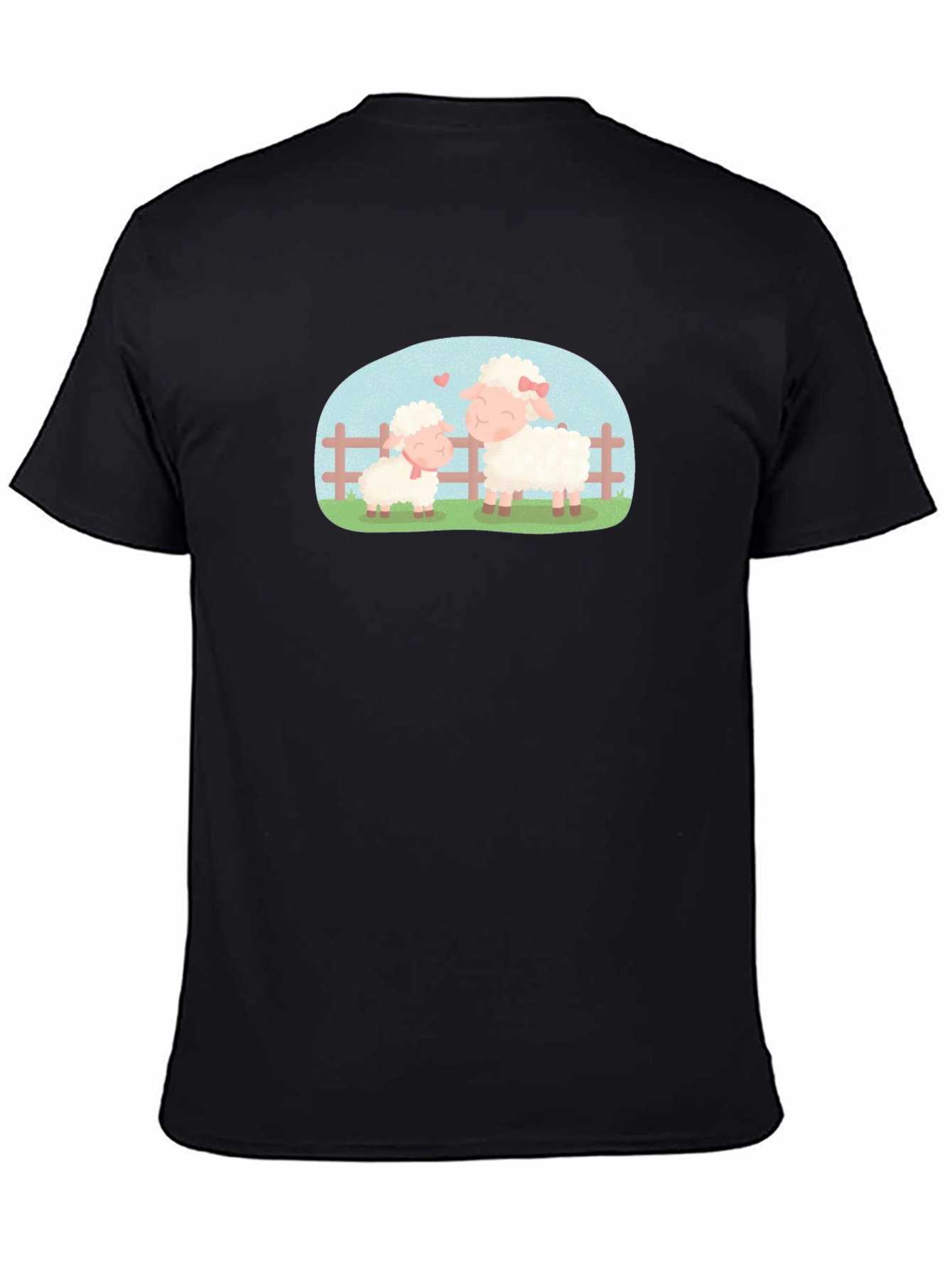 Cute Sheep Family Black T-Shirt