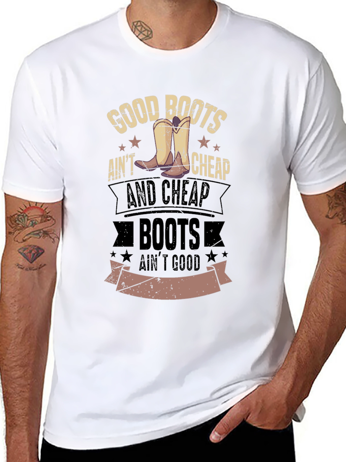 Good Boots Aint Cheap Mens Graphic T-Shirt