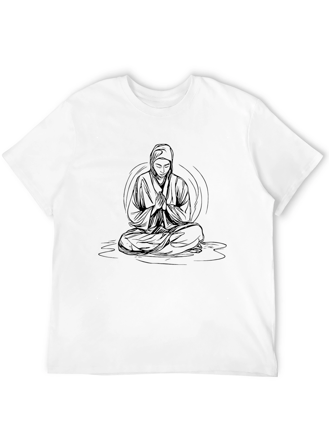Meditating Monk Graphic Black T-Shirt