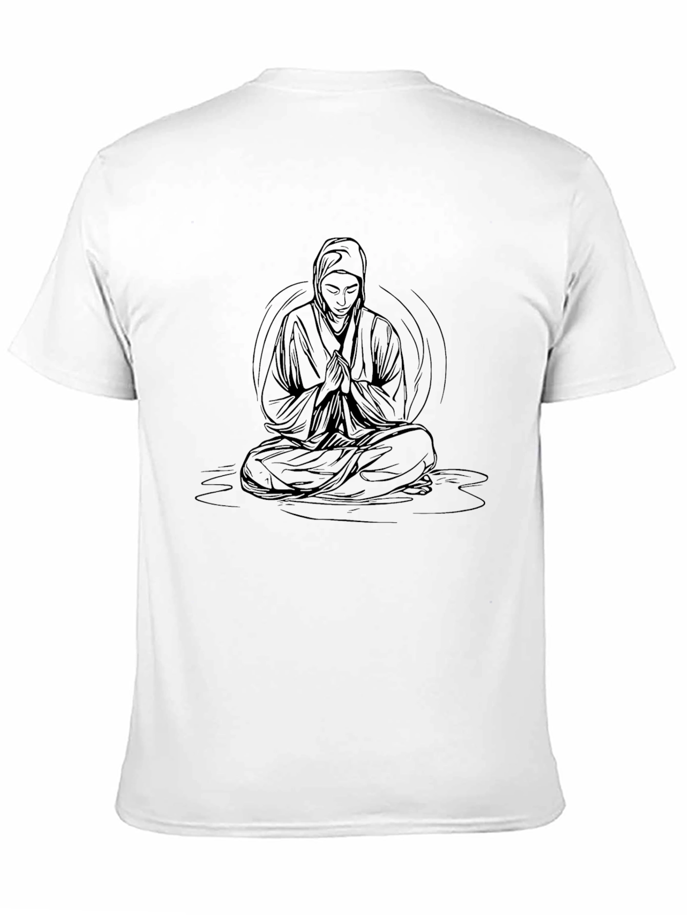 Meditating Monk Graphic Black T-Shirt